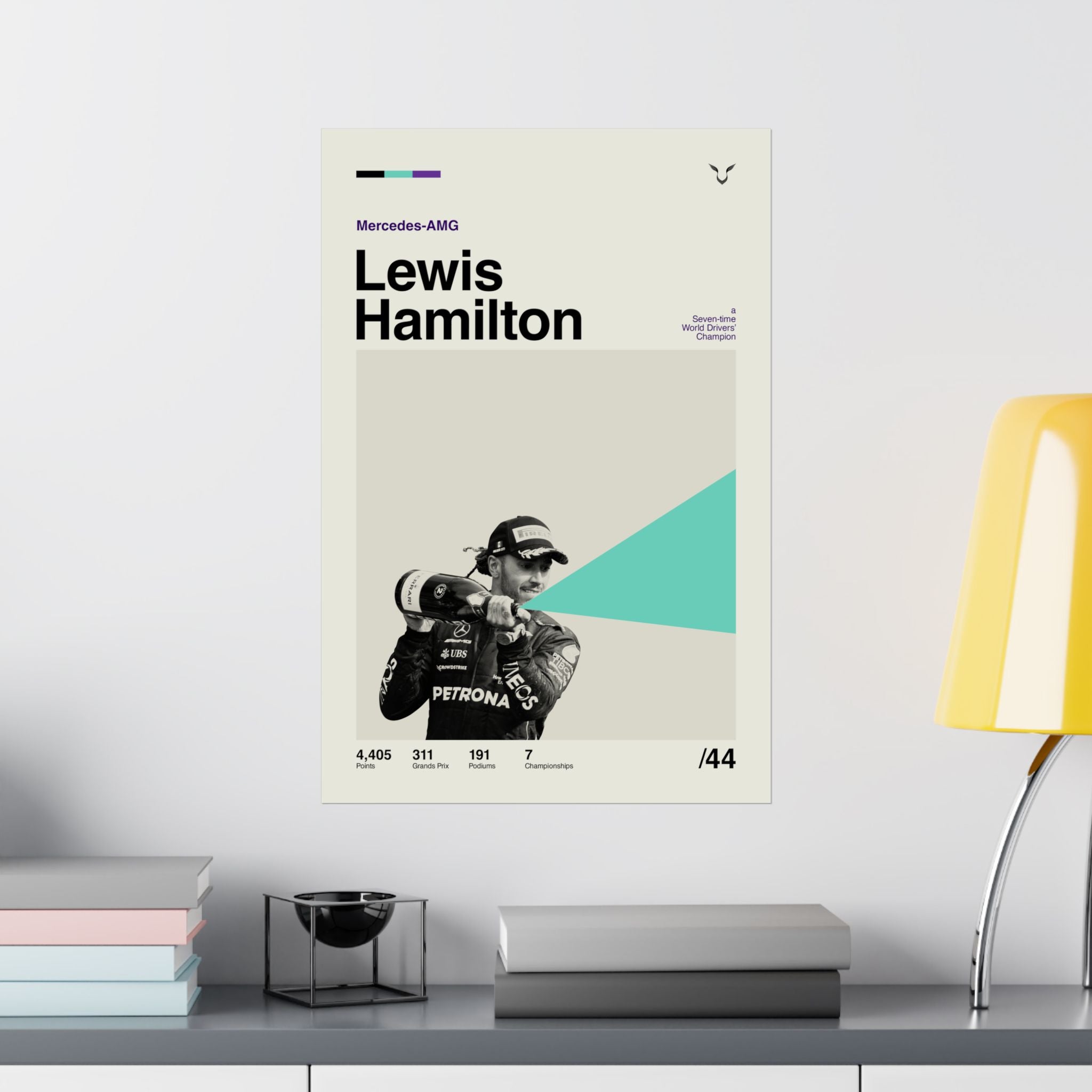 Lewis Hamilton Mid-century Poster