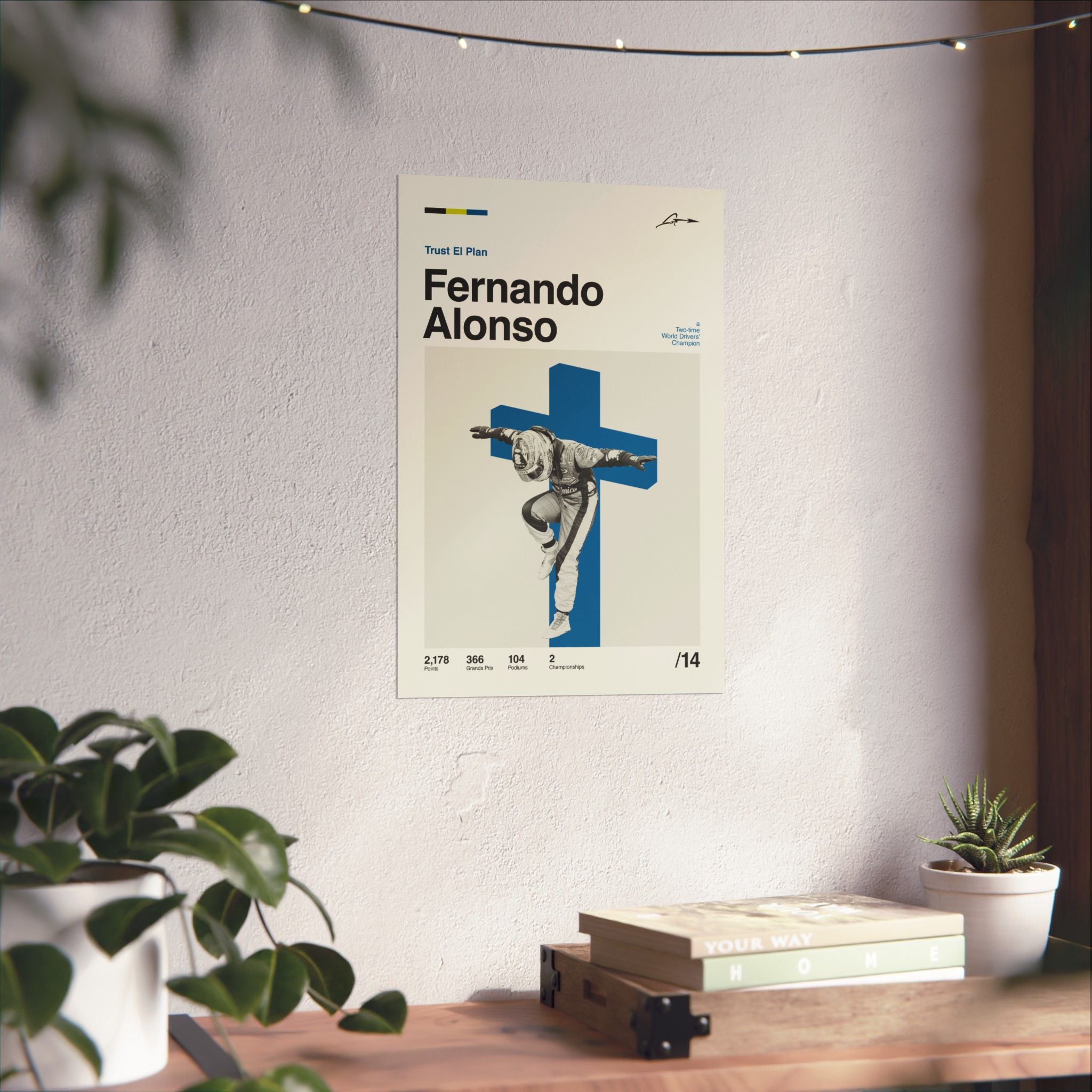 Fernando Alonso Mid-century Poster