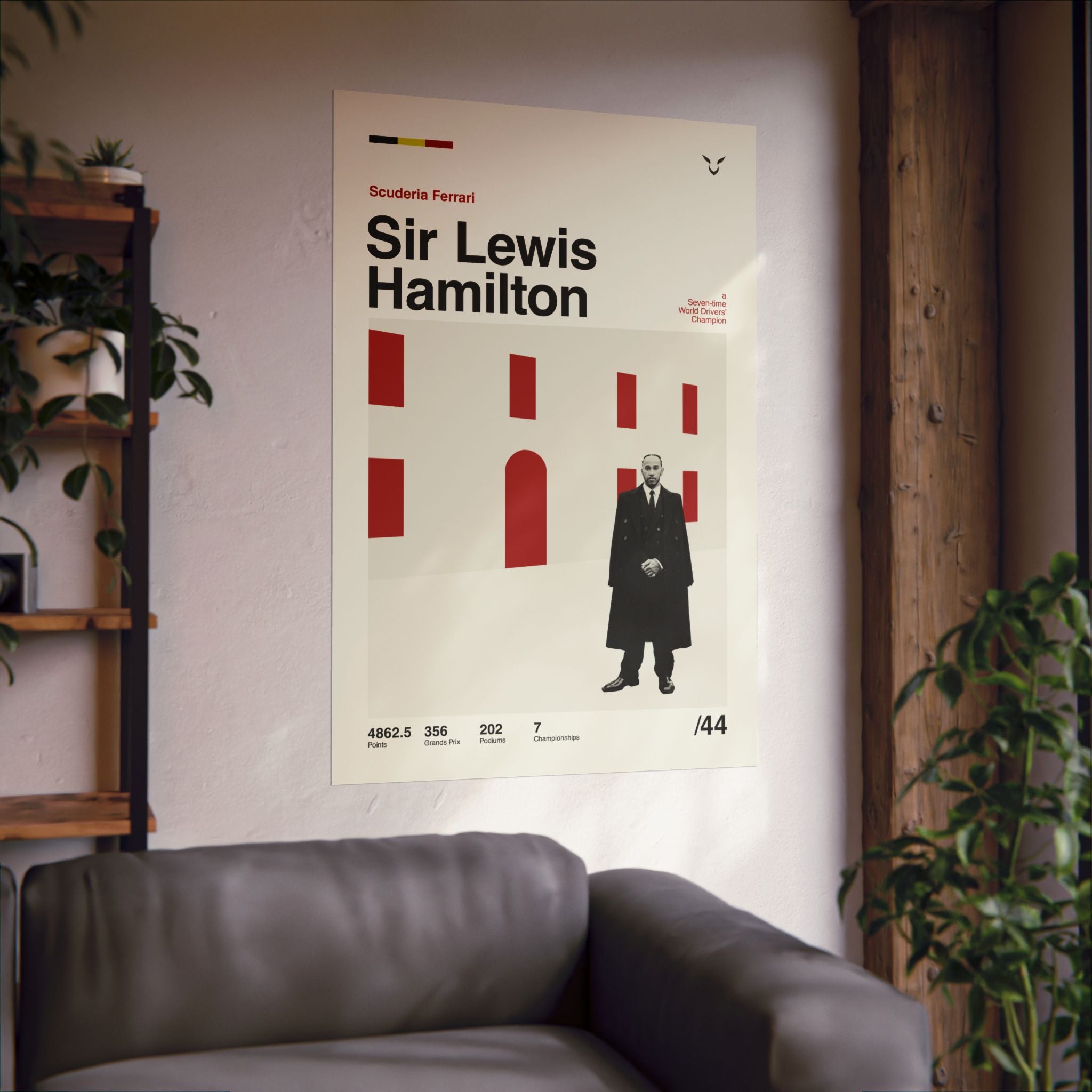 Sir Lewis Hamilton Mid-century Poster
