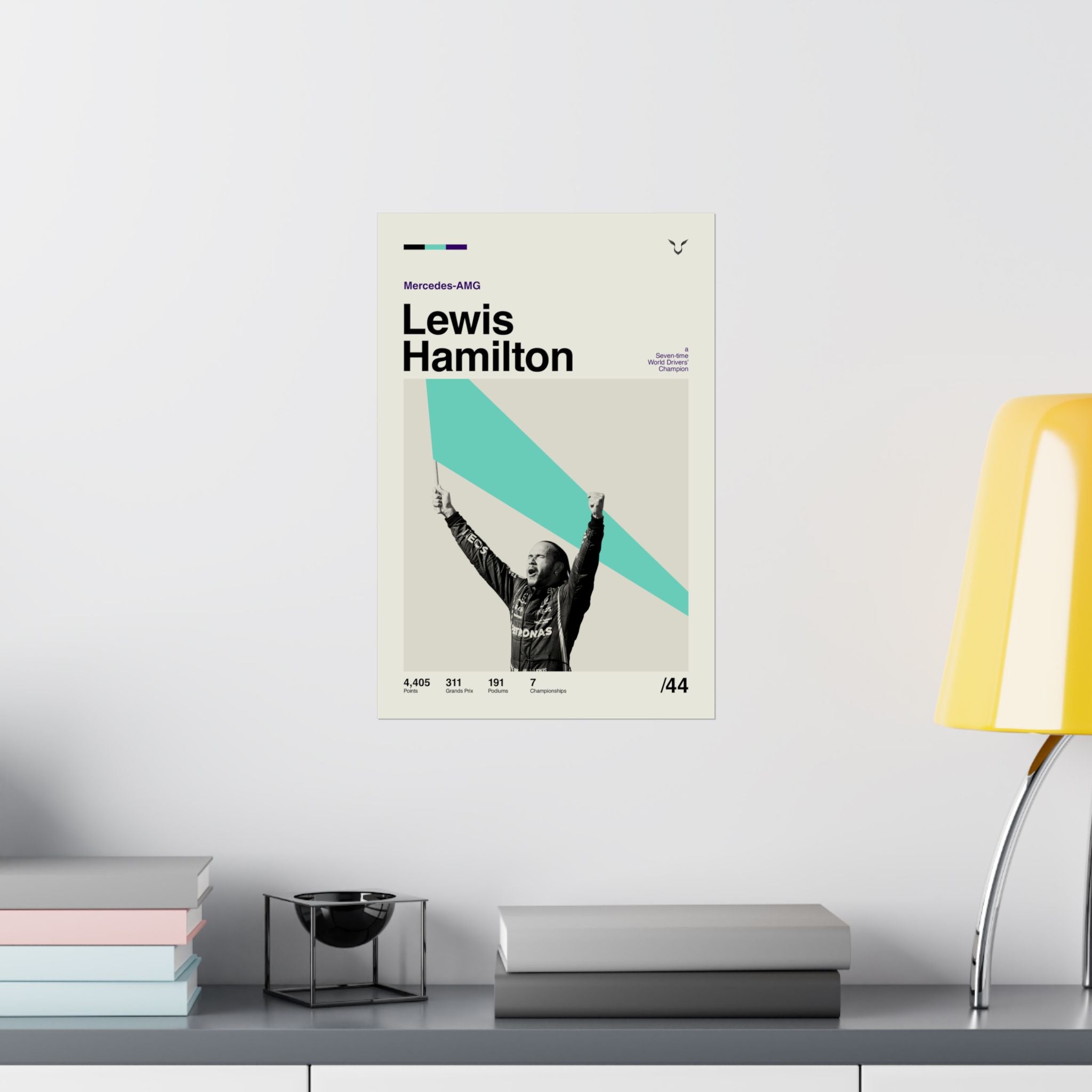 Lewis Hamilton Mid-century Poster