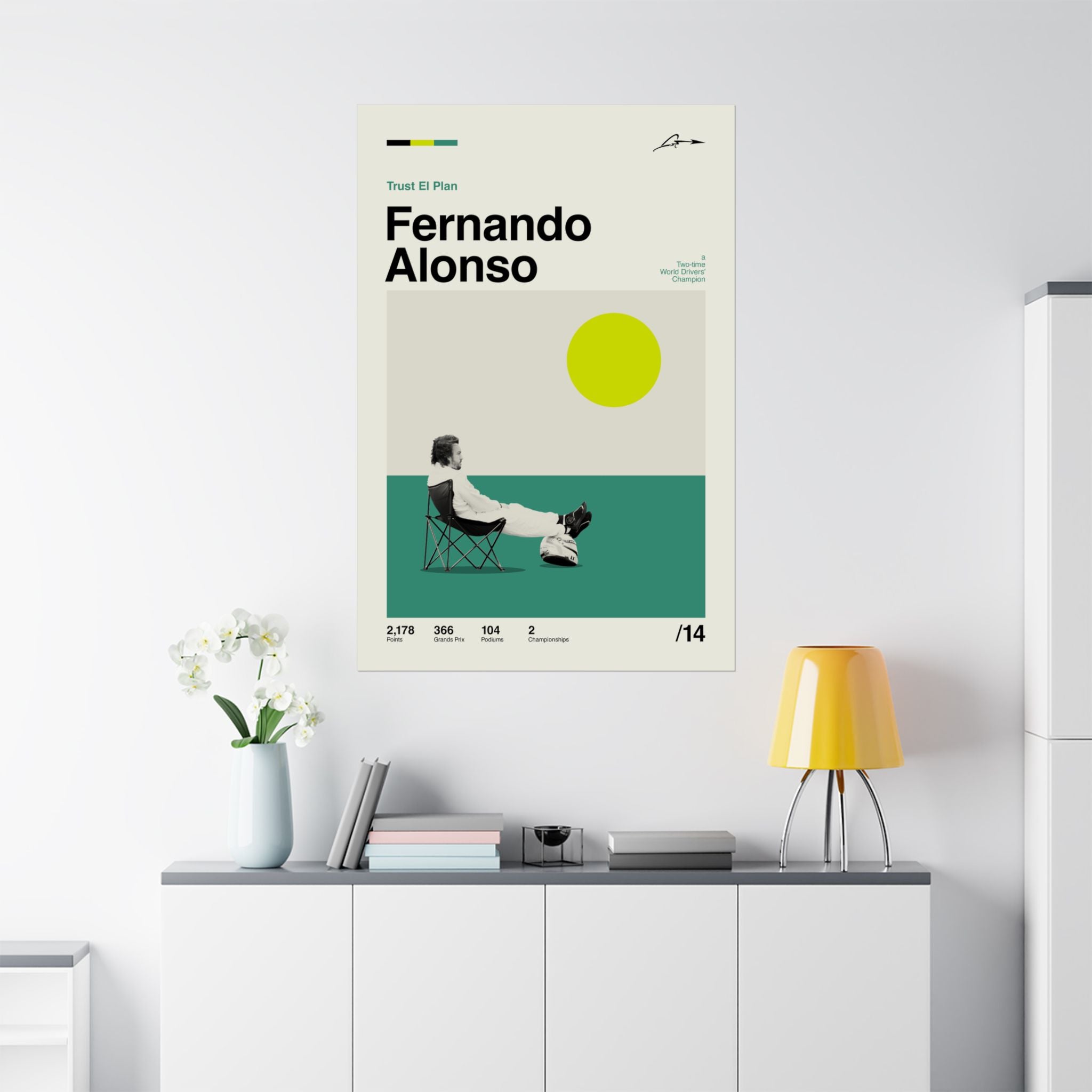 Fernando Alonso Mid-century Poster