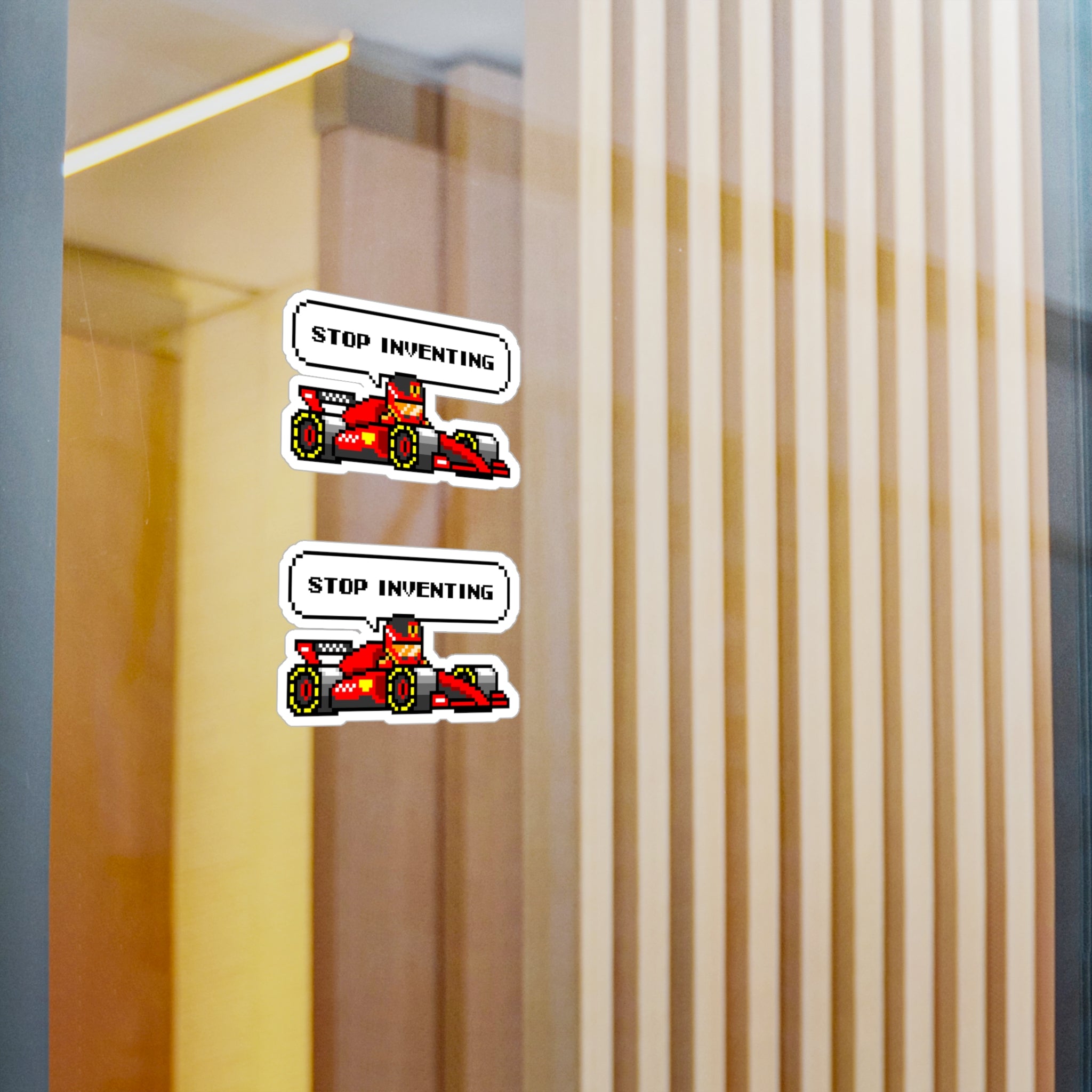 Sainz "STOP INVENTING" 8-bit Radio Vinyl Decal Sticker