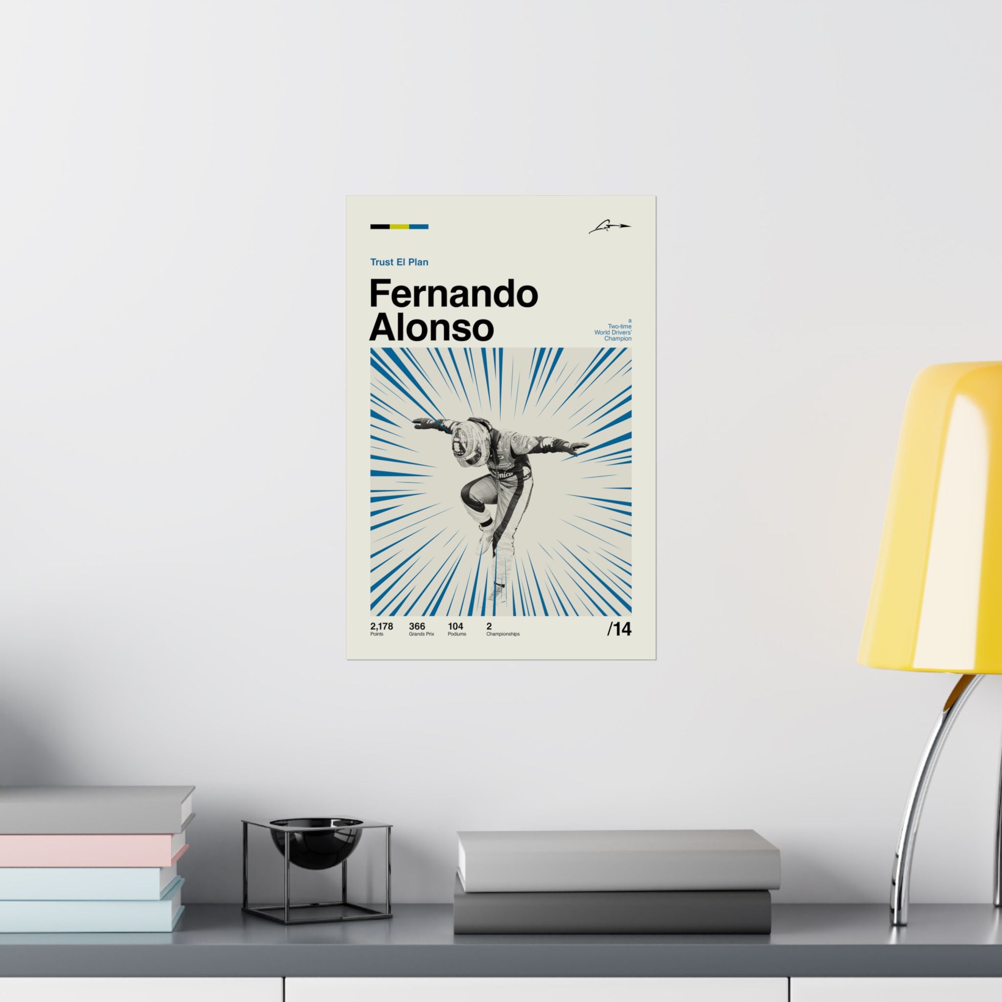 Fernando Alonso Mid-century Poster