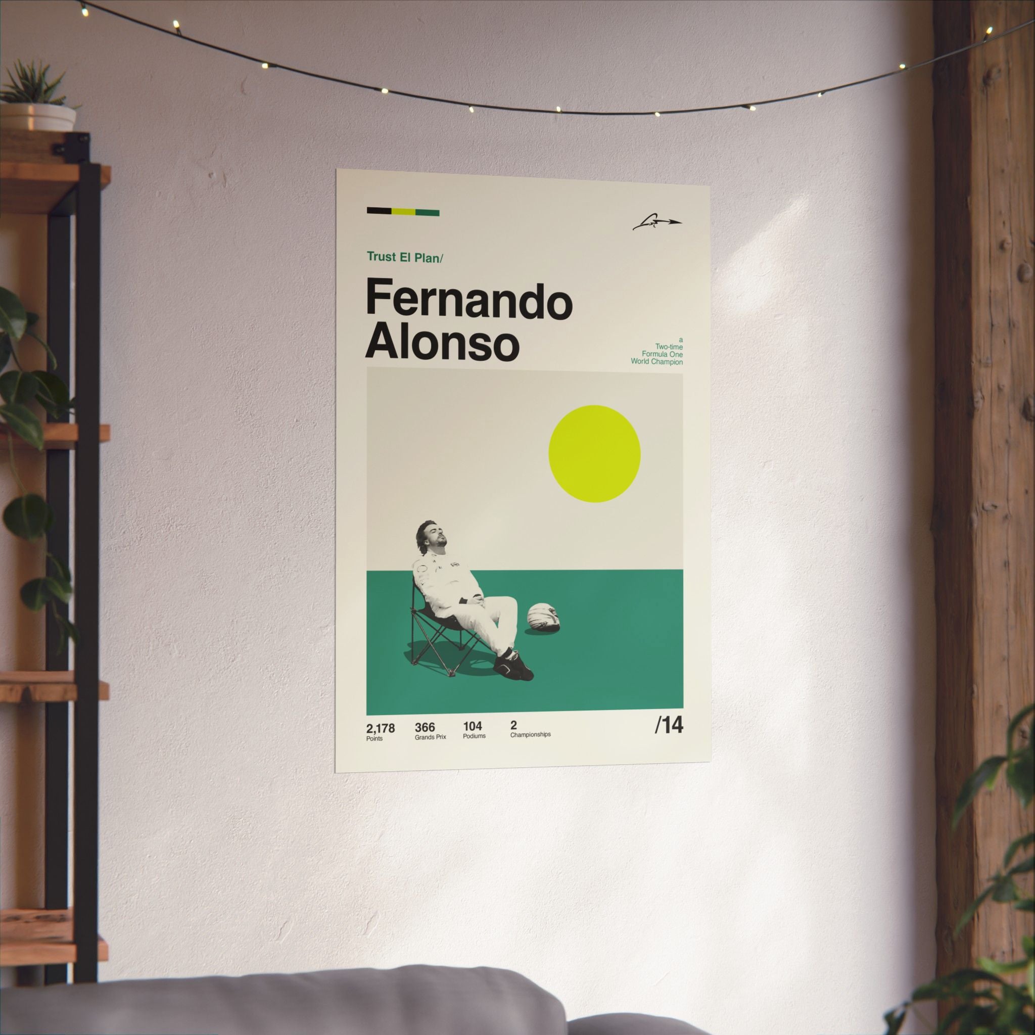 Fernando Alonso Mid-century Poster