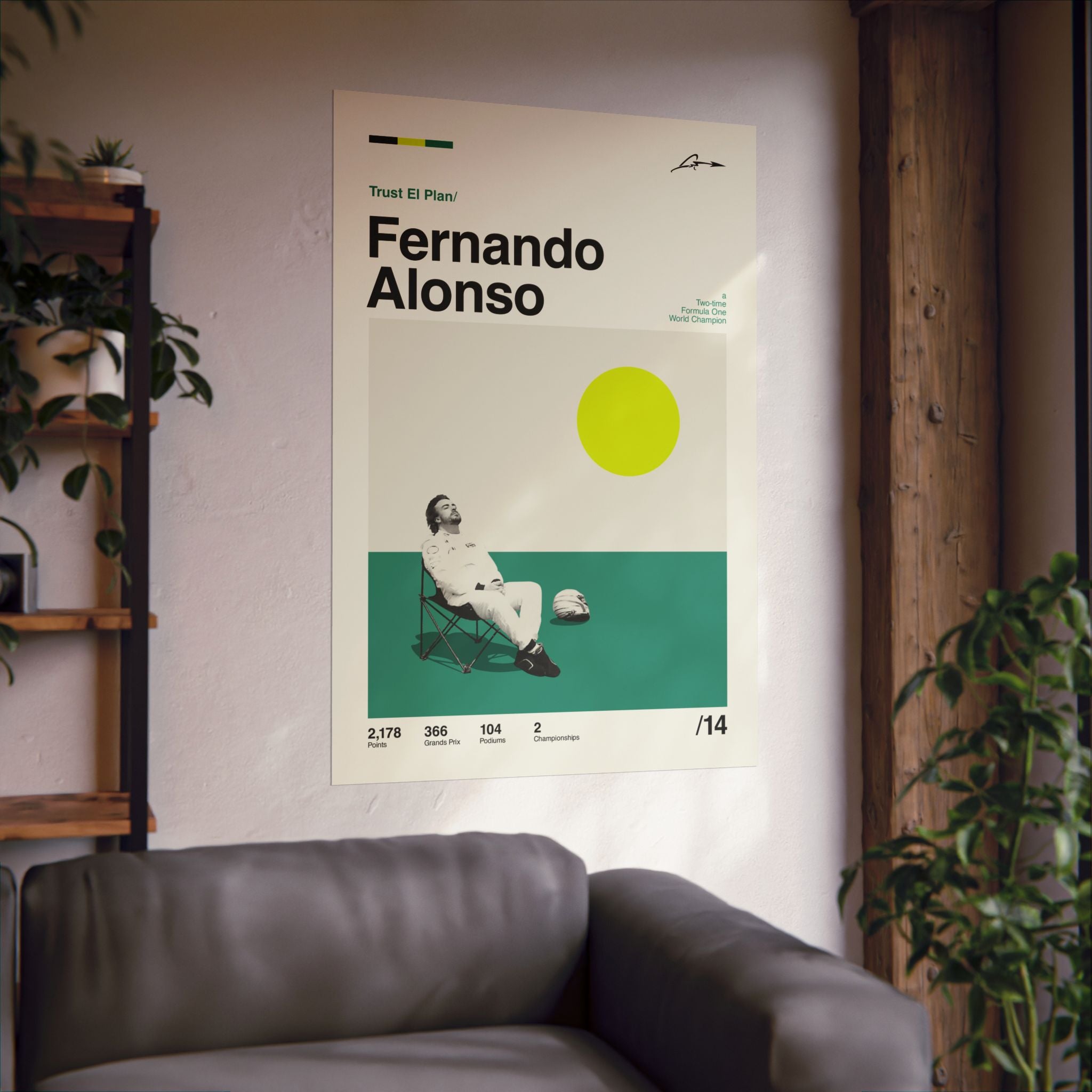 Fernando Alonso Mid-century Poster