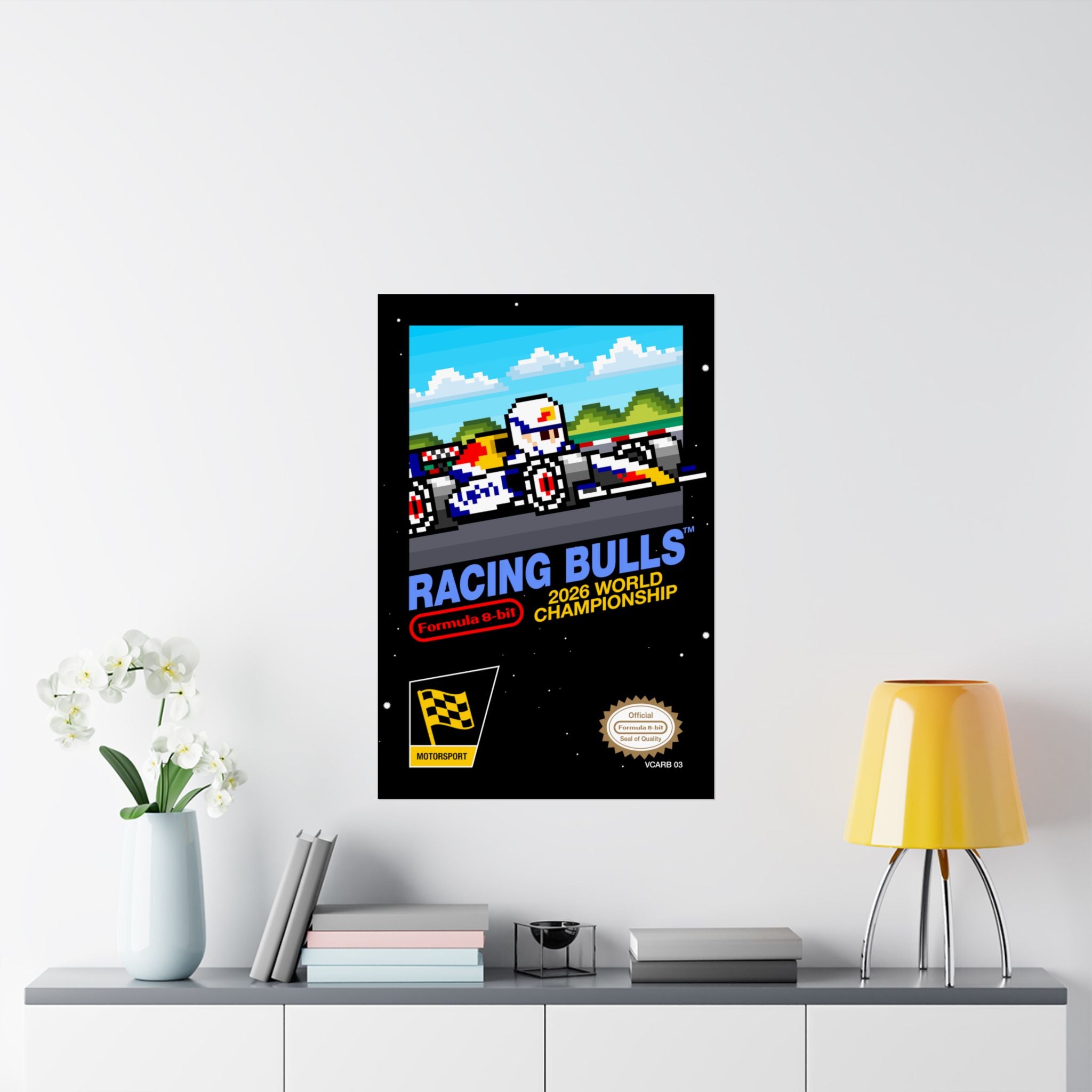 Racing Bulls 8-bit Game Poster