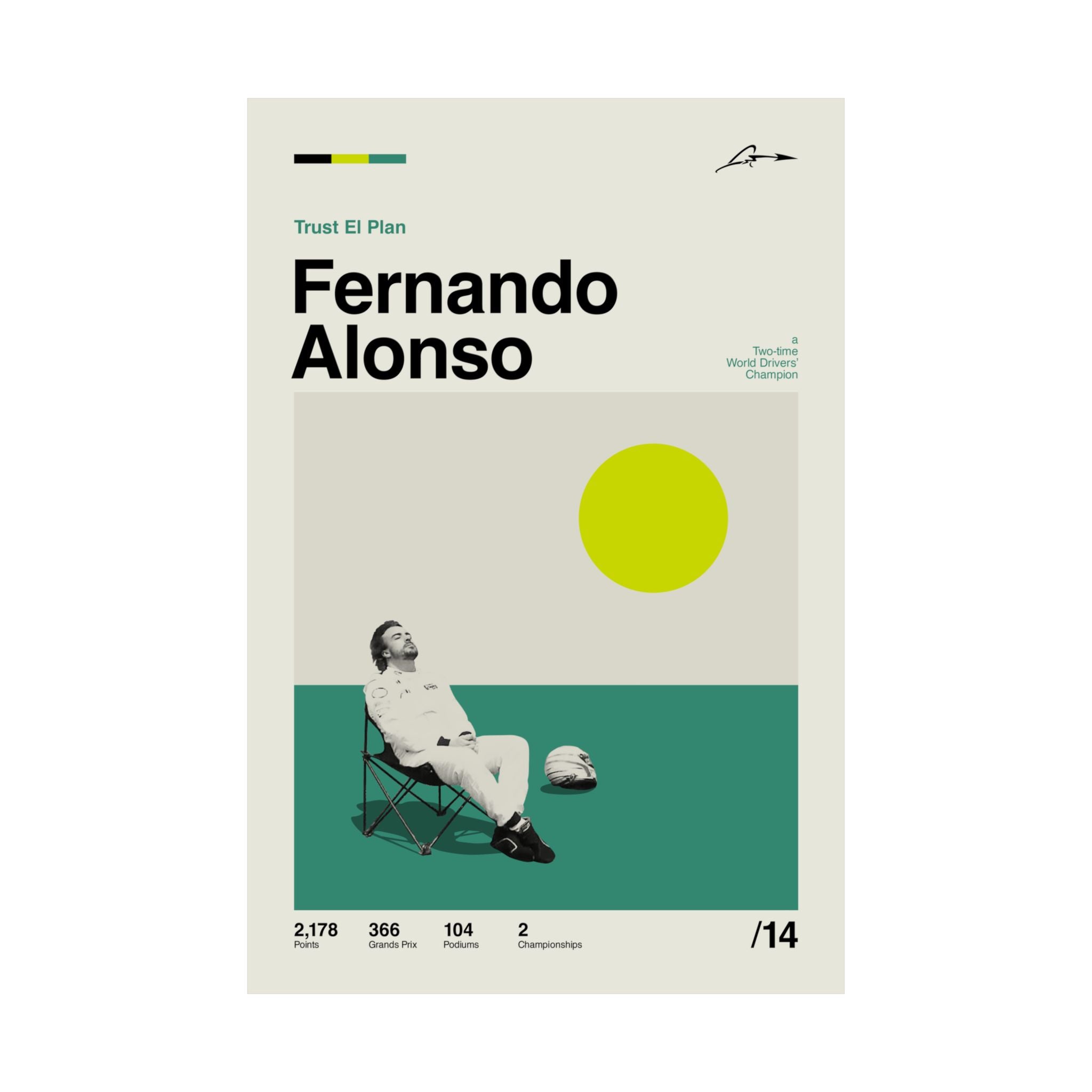 Fernando Alonso Mid-century Poster