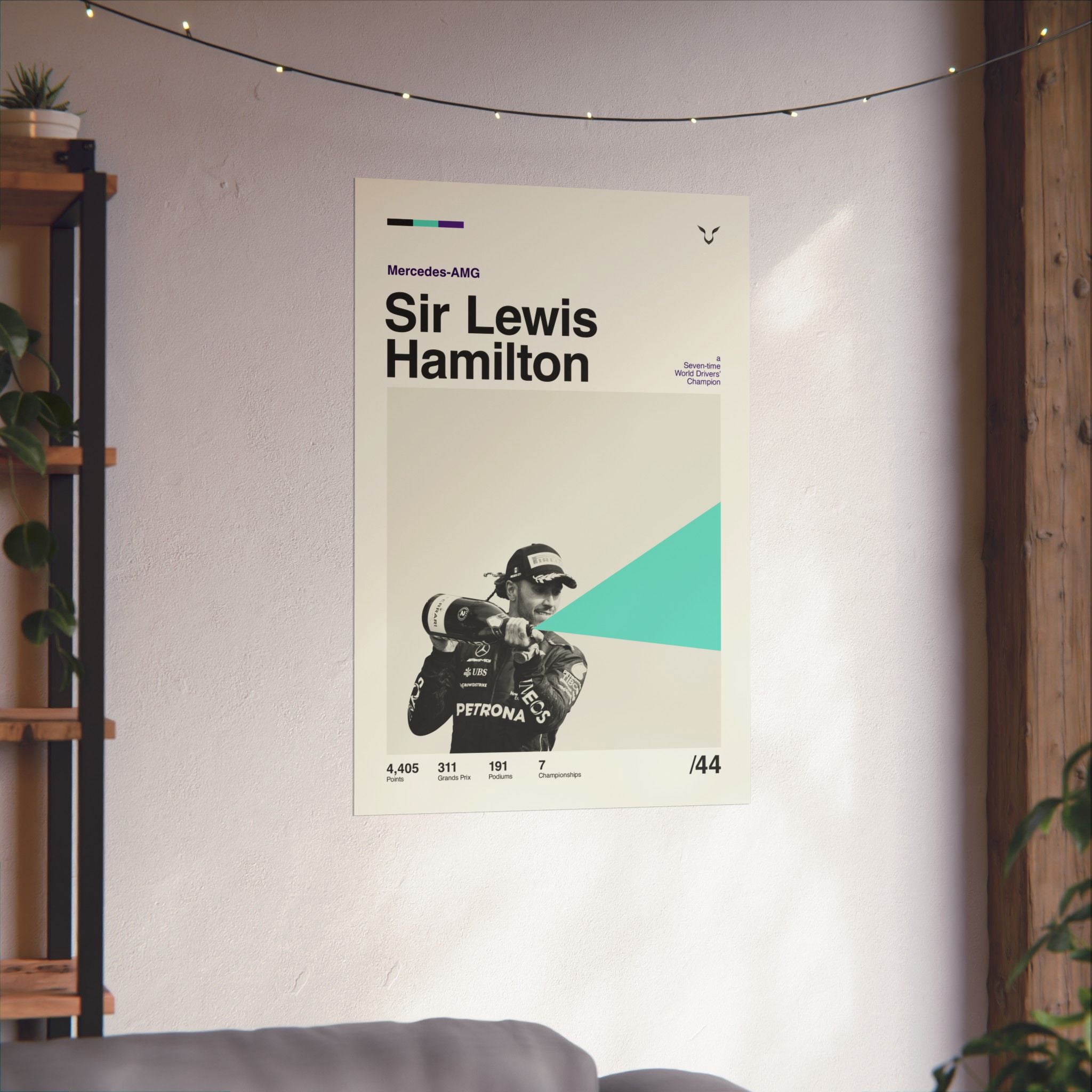 Sir Lewis Hamilton Mid-century Poster