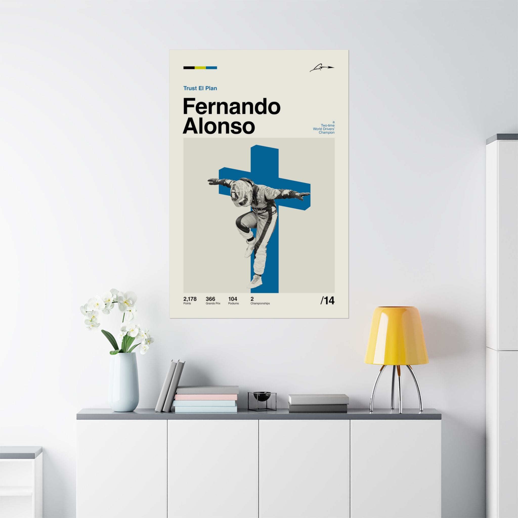 Fernando Alonso Mid-century Poster