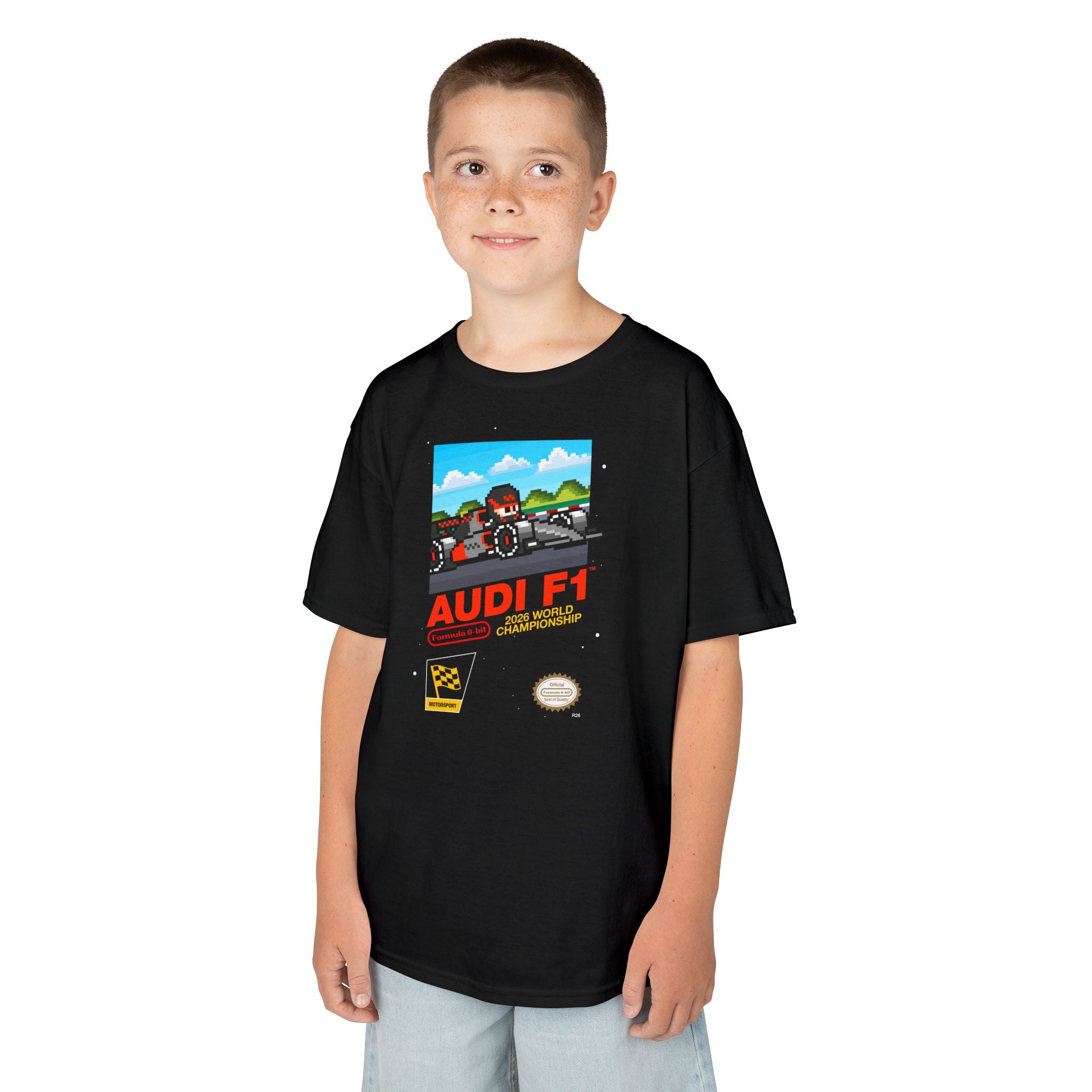 Audi 8-bit Game Kids Heavyweight 100% Cotton T-shirt