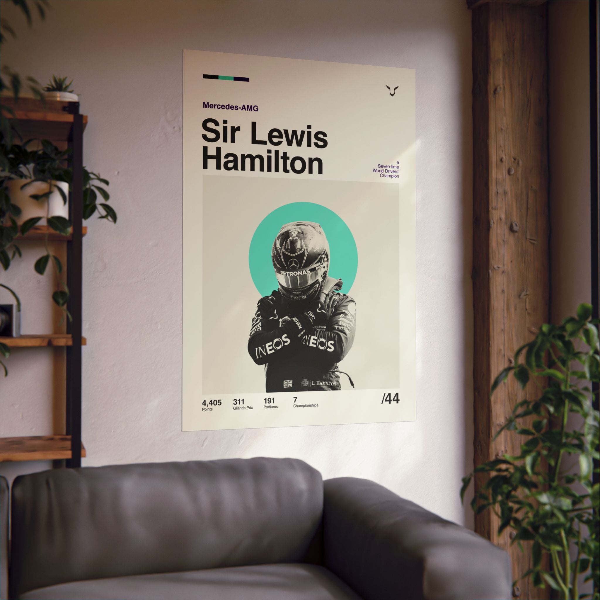 Sir Lewis Hamilton Mid-century Poster