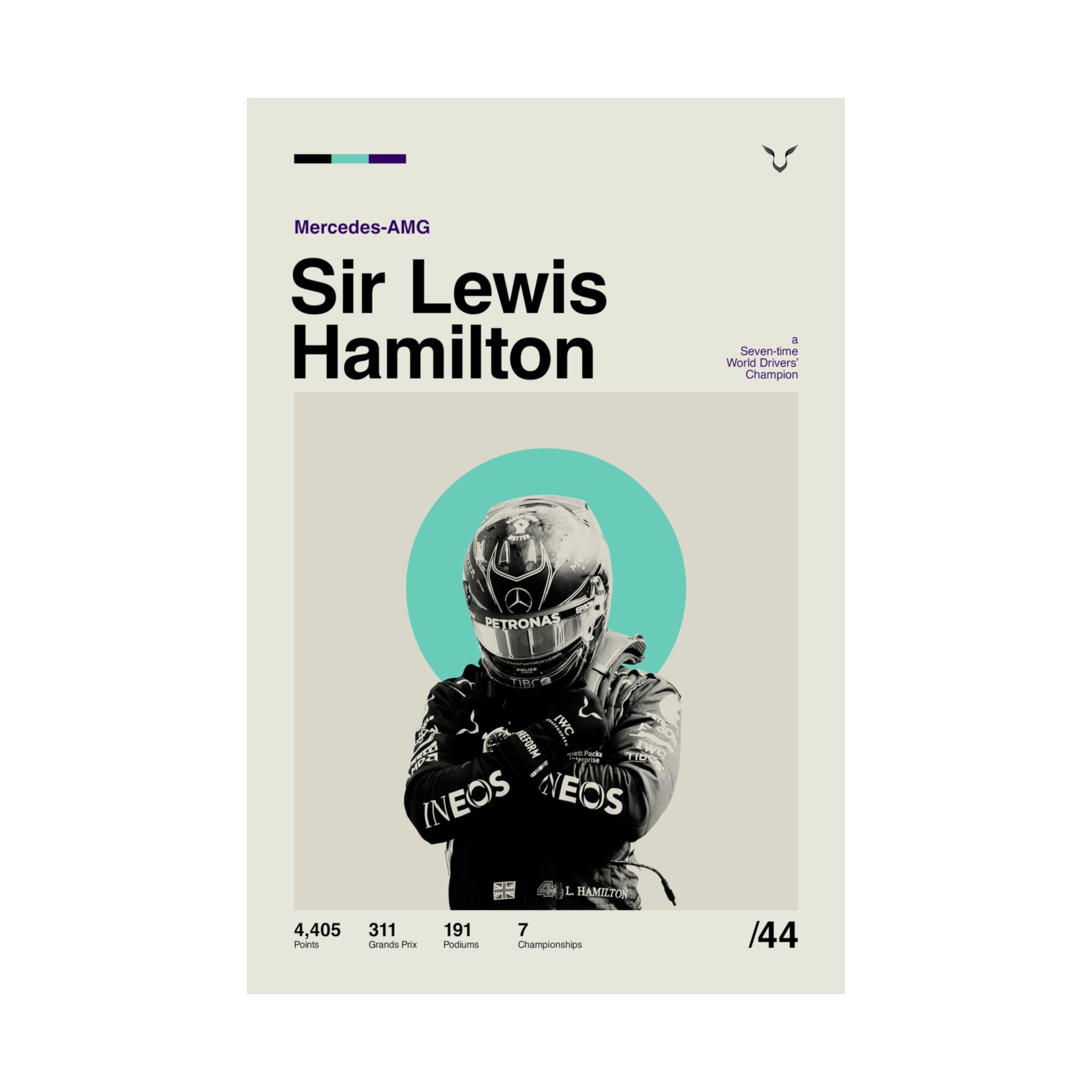 Sir Lewis Hamilton Mid-century Poster