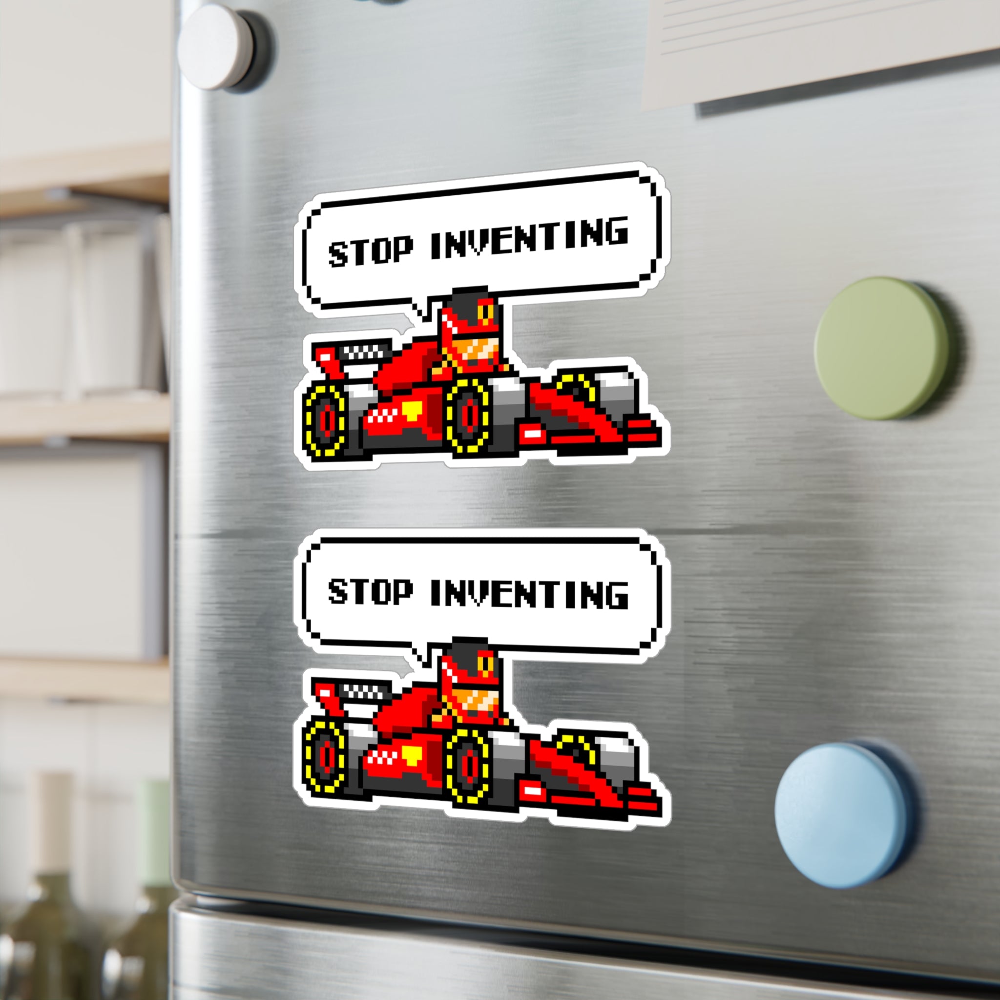 Sainz "STOP INVENTING" 8-bit Radio Vinyl Decal Sticker