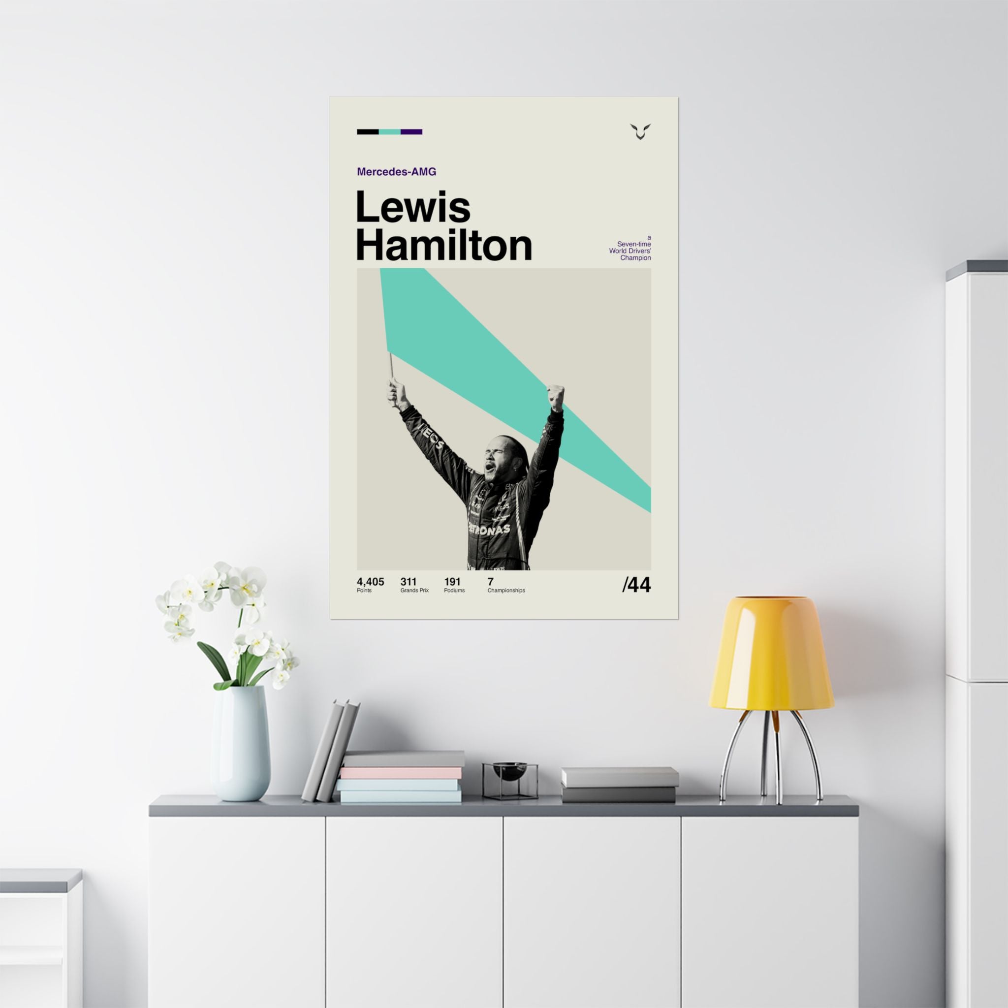 Lewis Hamilton Mid-century Poster