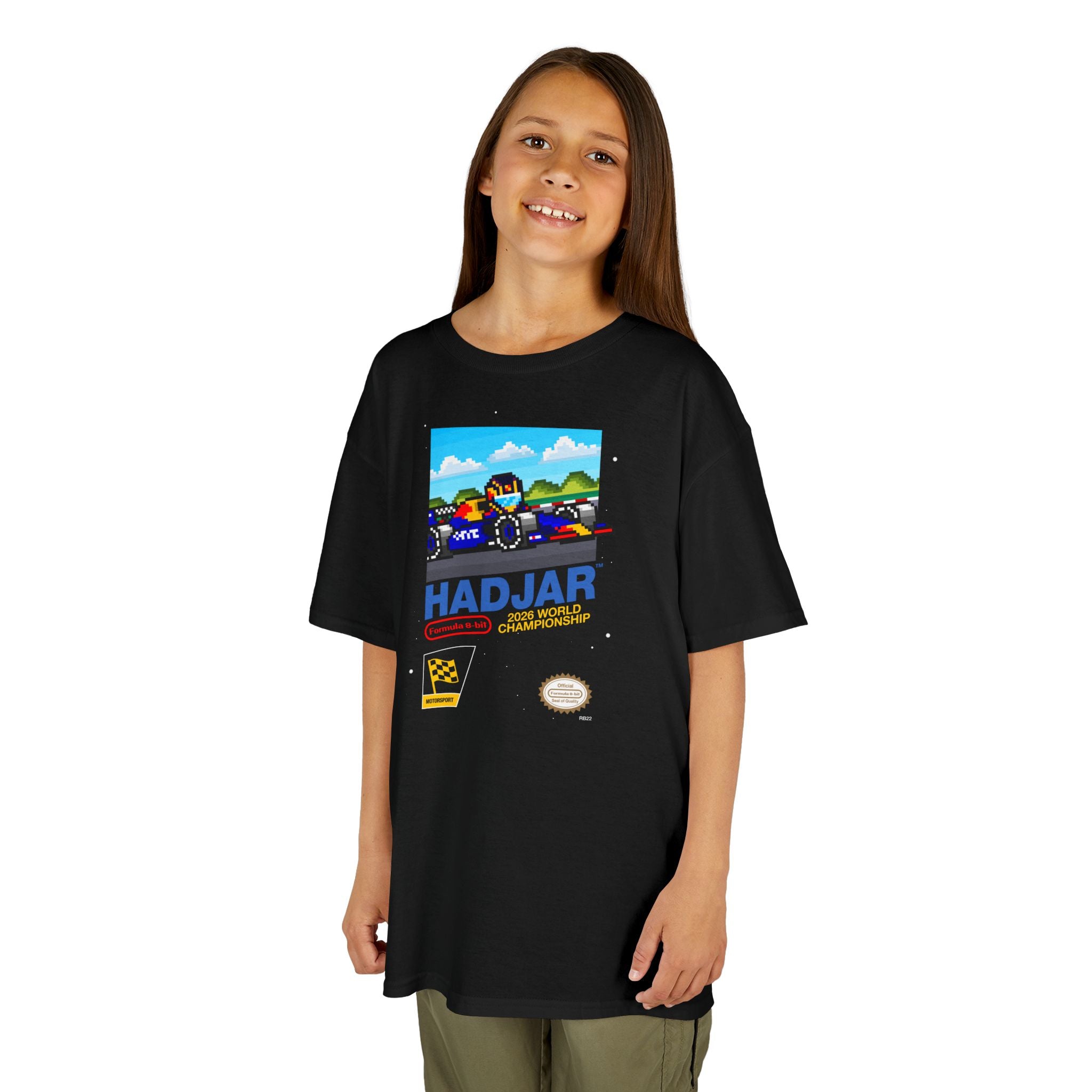 Hadjar 8-bit Game Kids Heavyweight 100% Cotton T-shirt