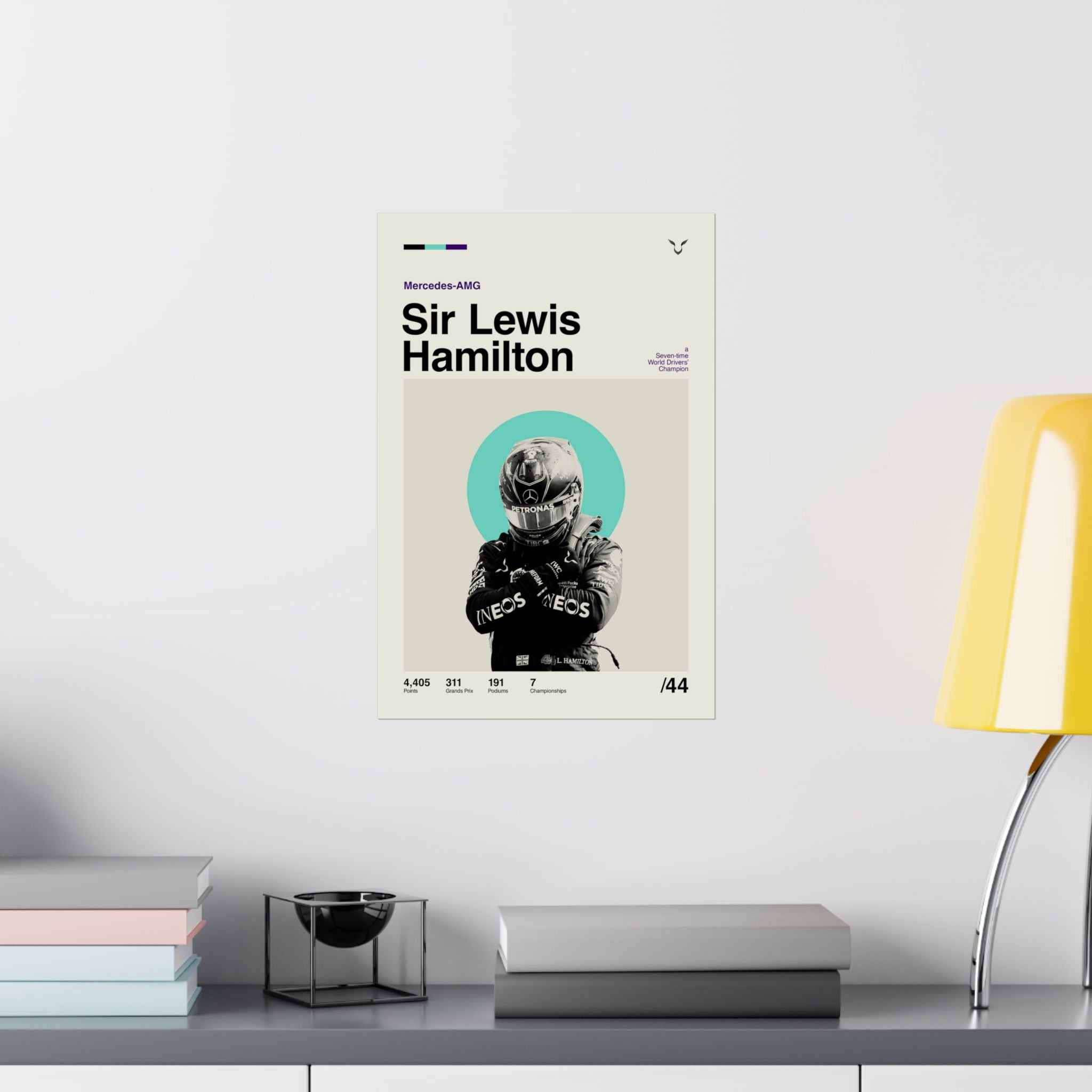 Sir Lewis Hamilton Mid-century Poster