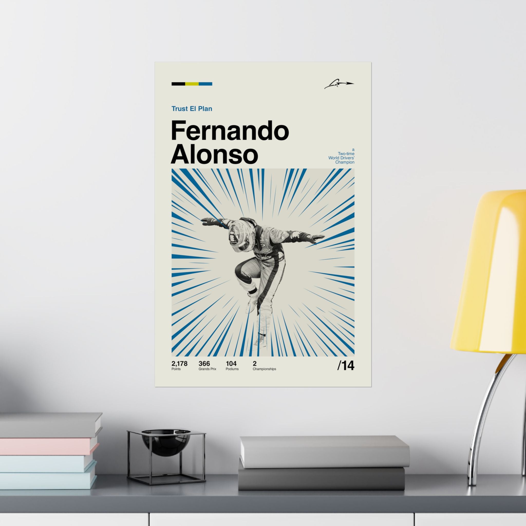 Fernando Alonso Mid-century Poster