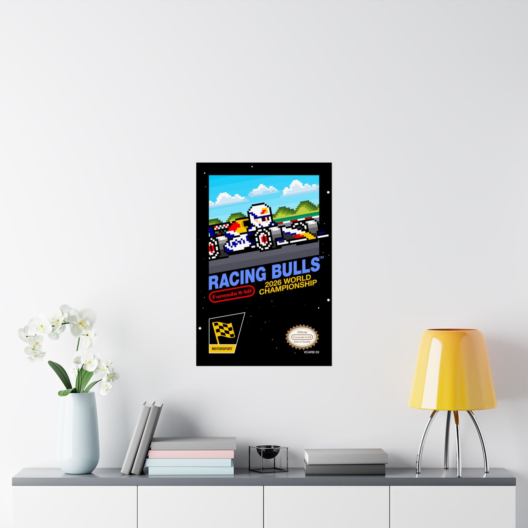 Racing Bulls 8-bit Game Poster
