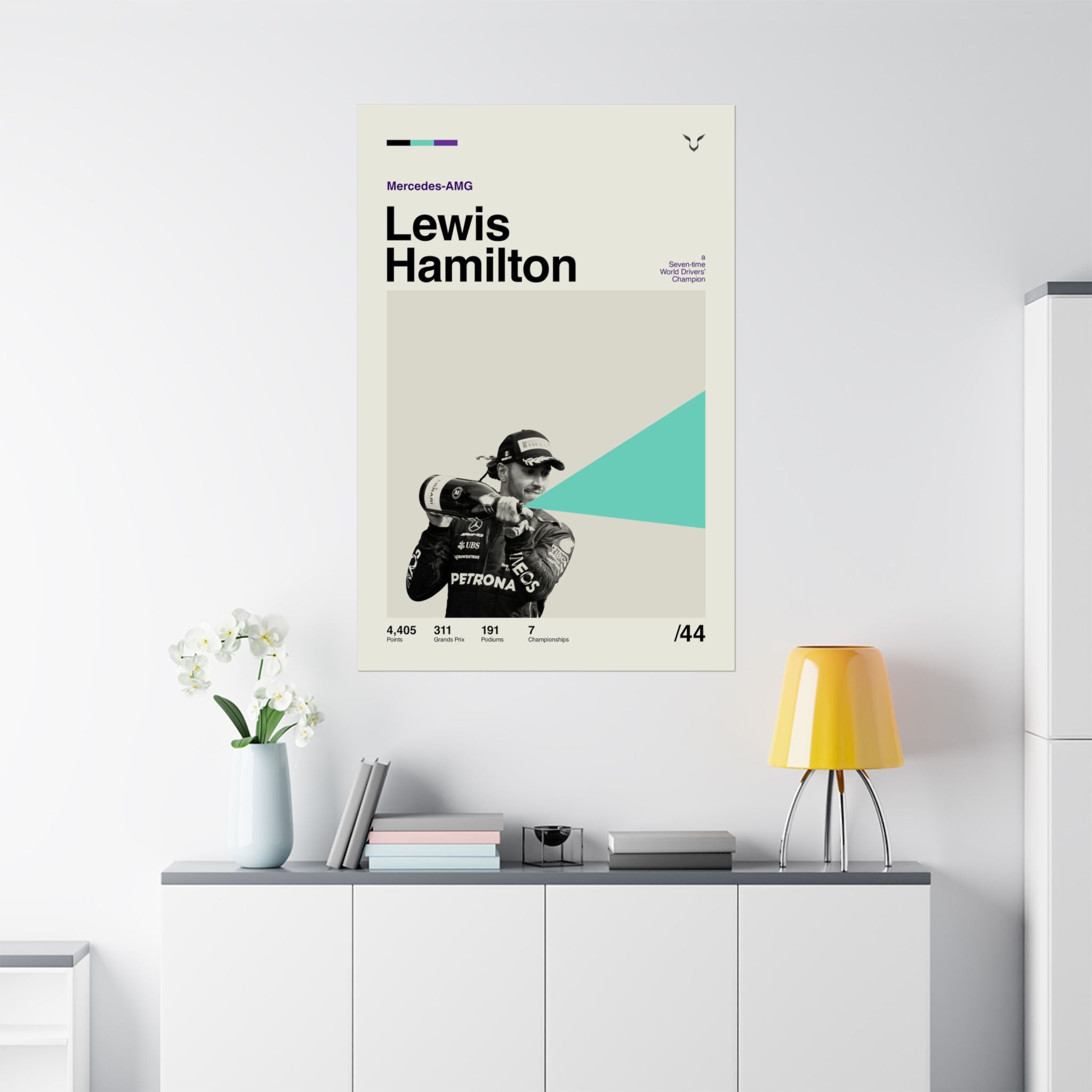 Lewis Hamilton Mid-century Poster