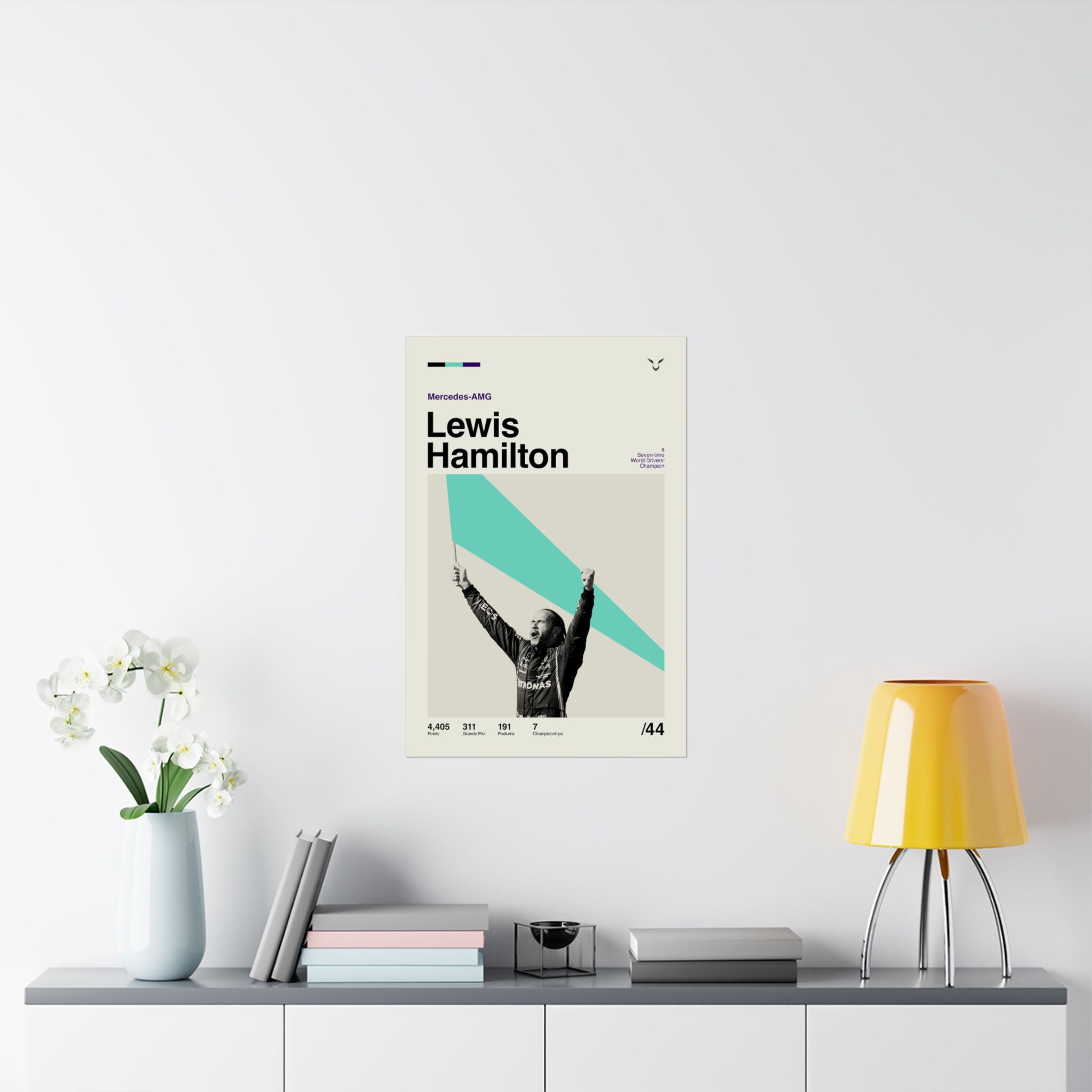 Lewis Hamilton Mid-century Poster