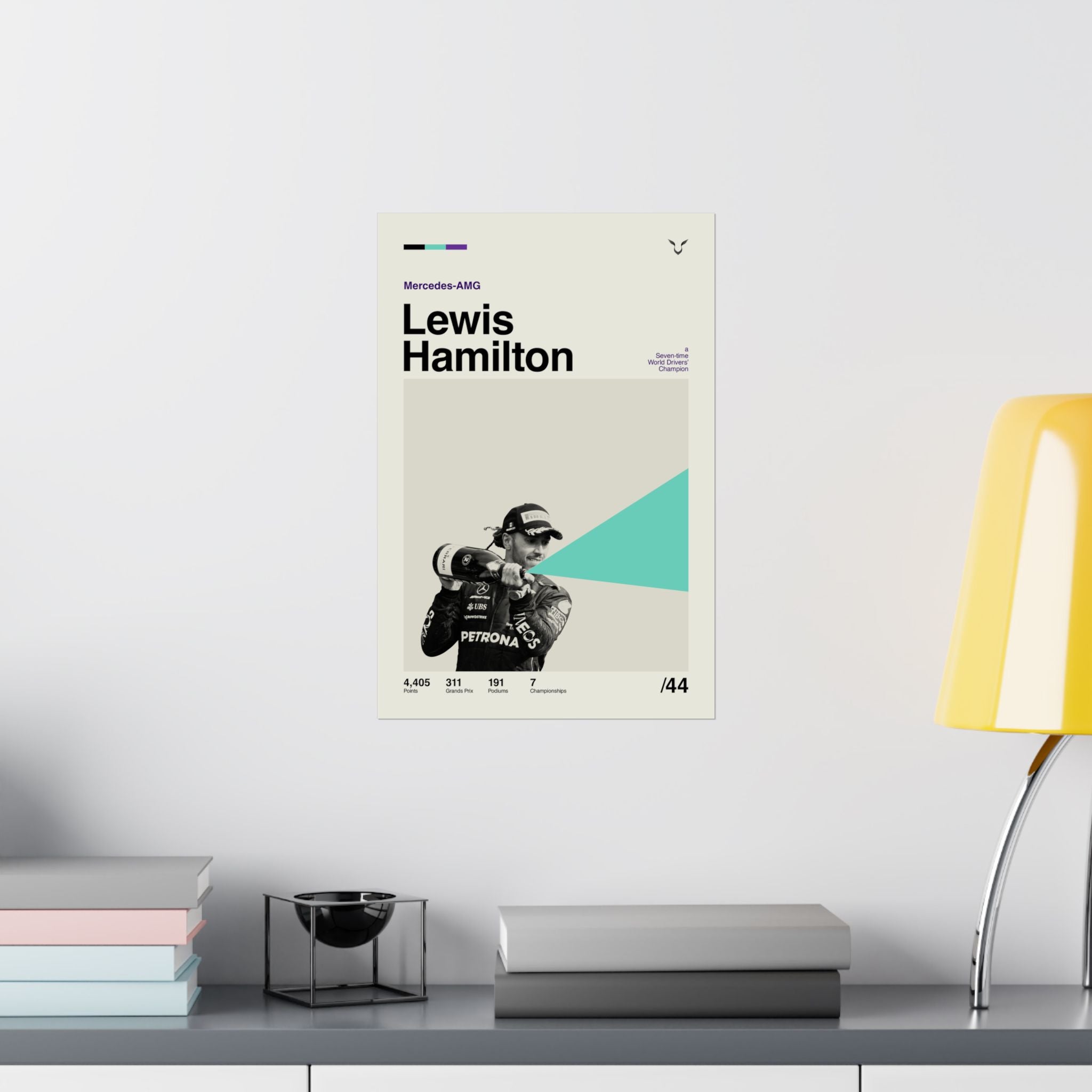 Lewis Hamilton Mid-century Poster