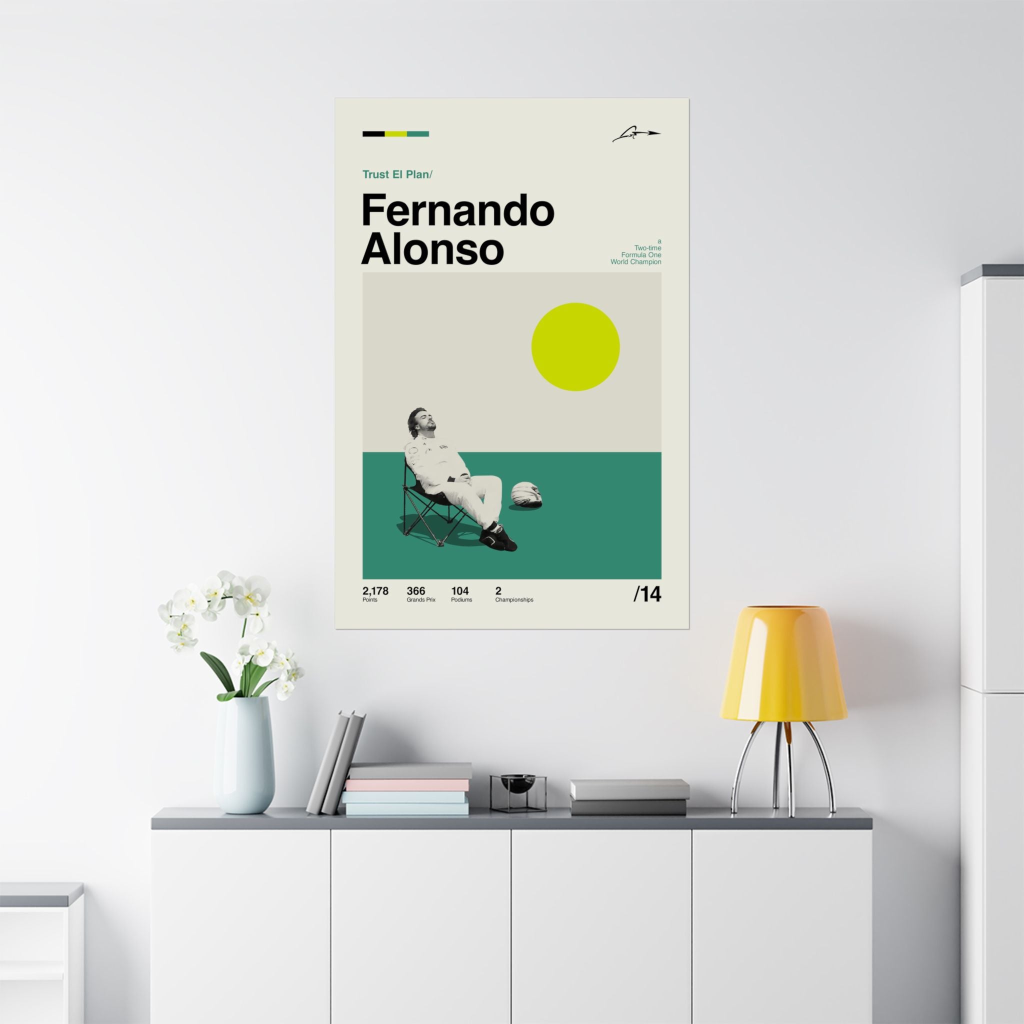 Fernando Alonso Mid-century Poster