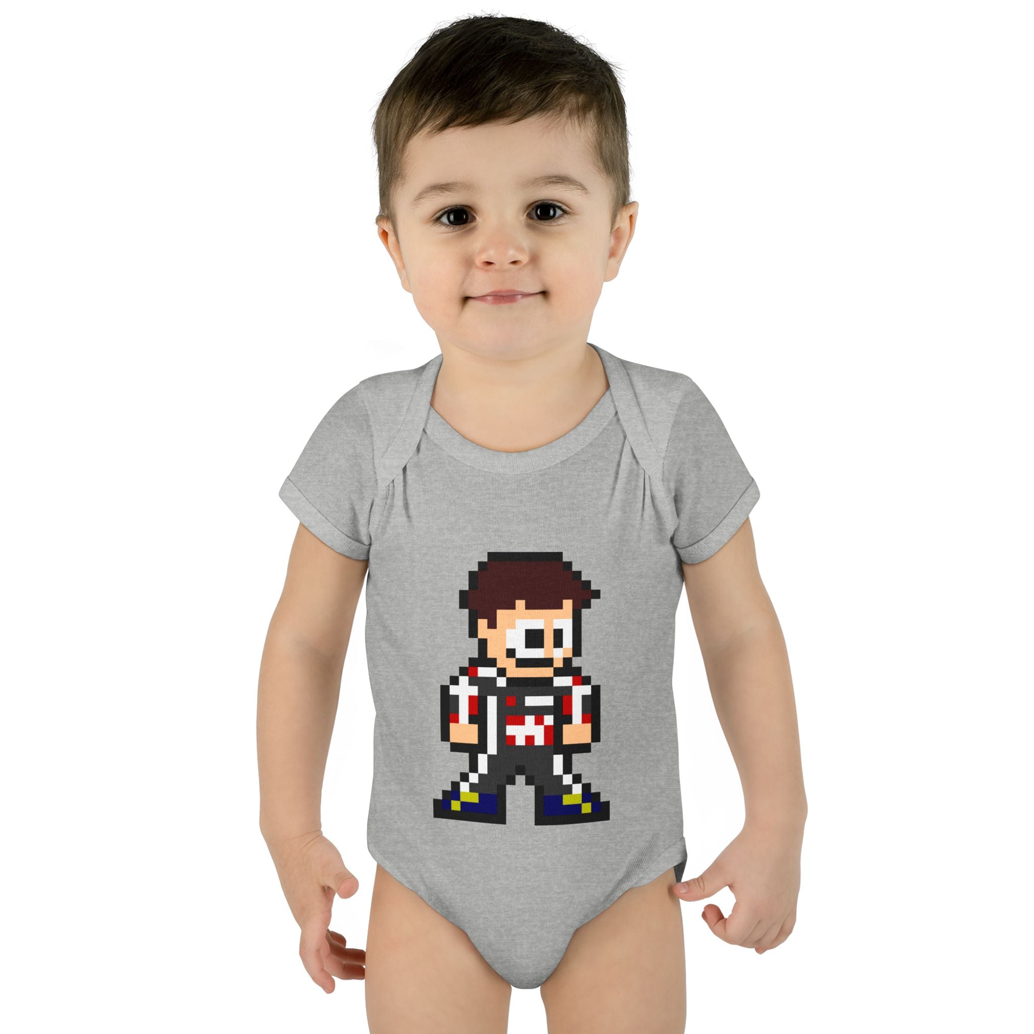 8-bit Ollie Bearman Baby Bodysuit