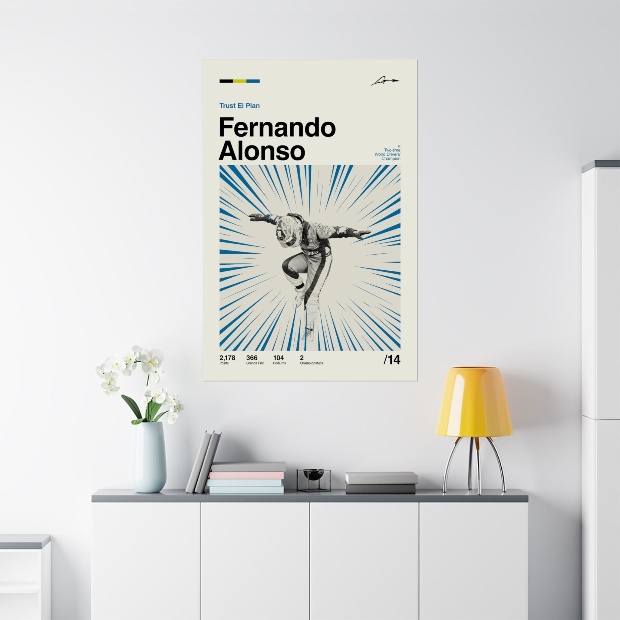 Fernando Alonso Mid-century Poster