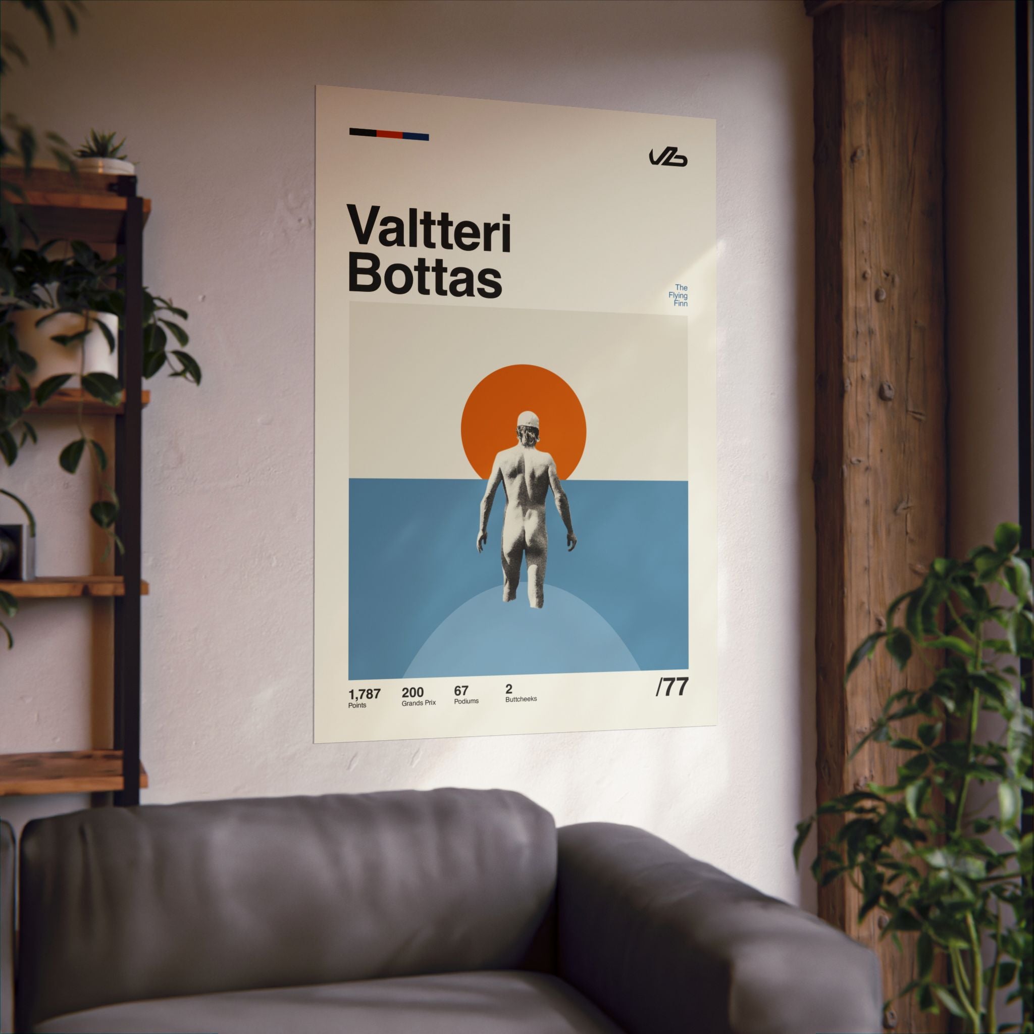 Valtteri Bottas Mid-century Poster