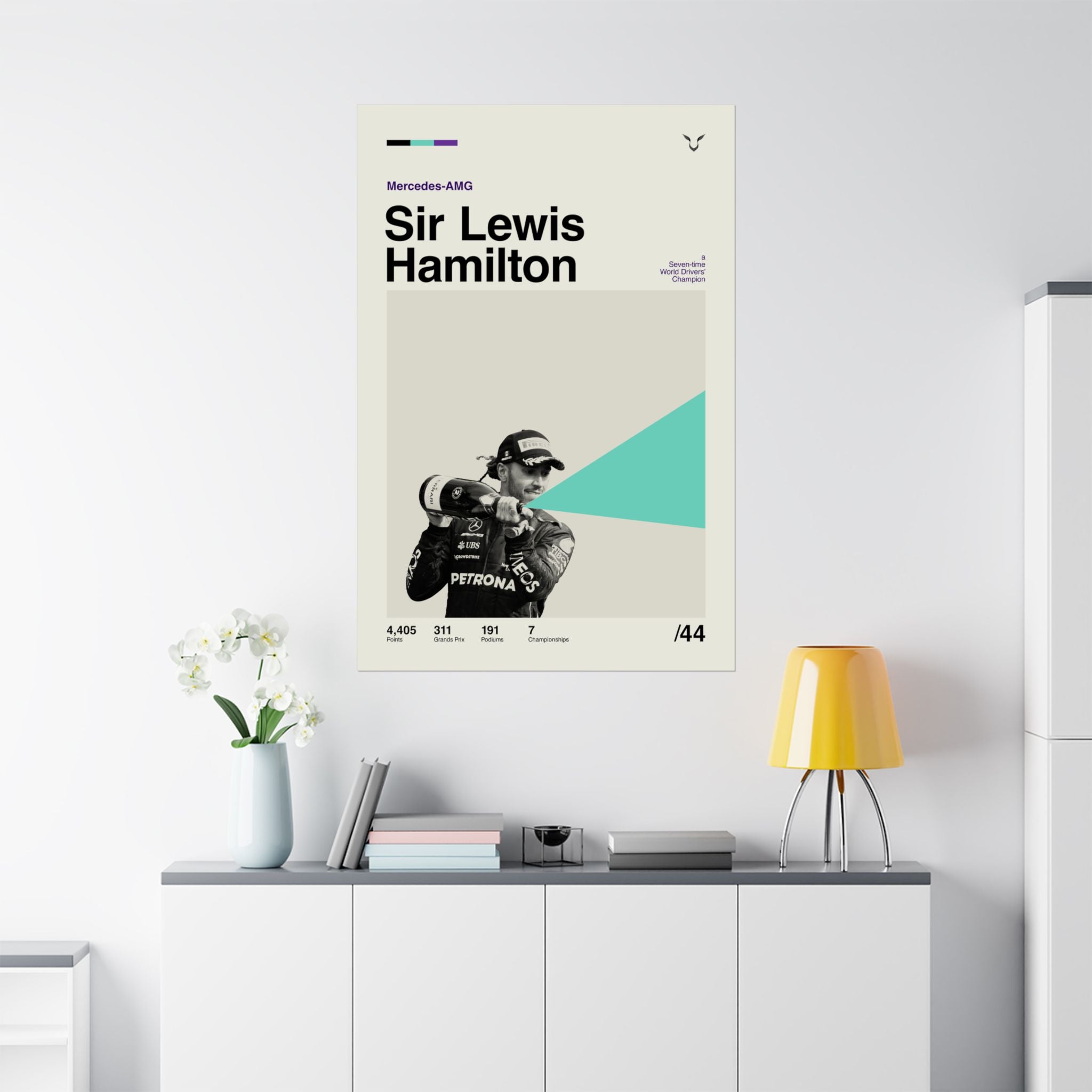 Sir Lewis Hamilton Mid-century Poster