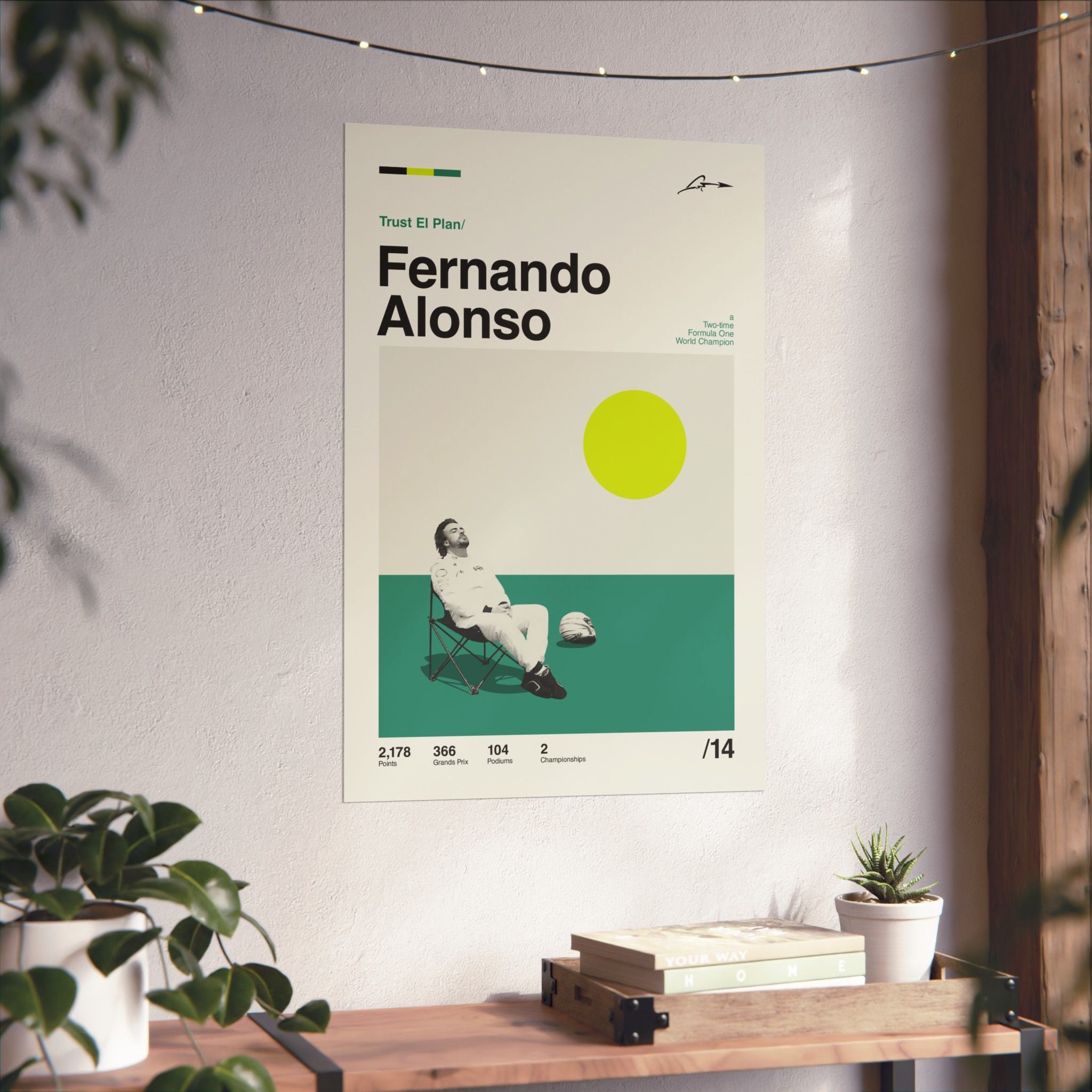 Fernando Alonso Mid-century Poster