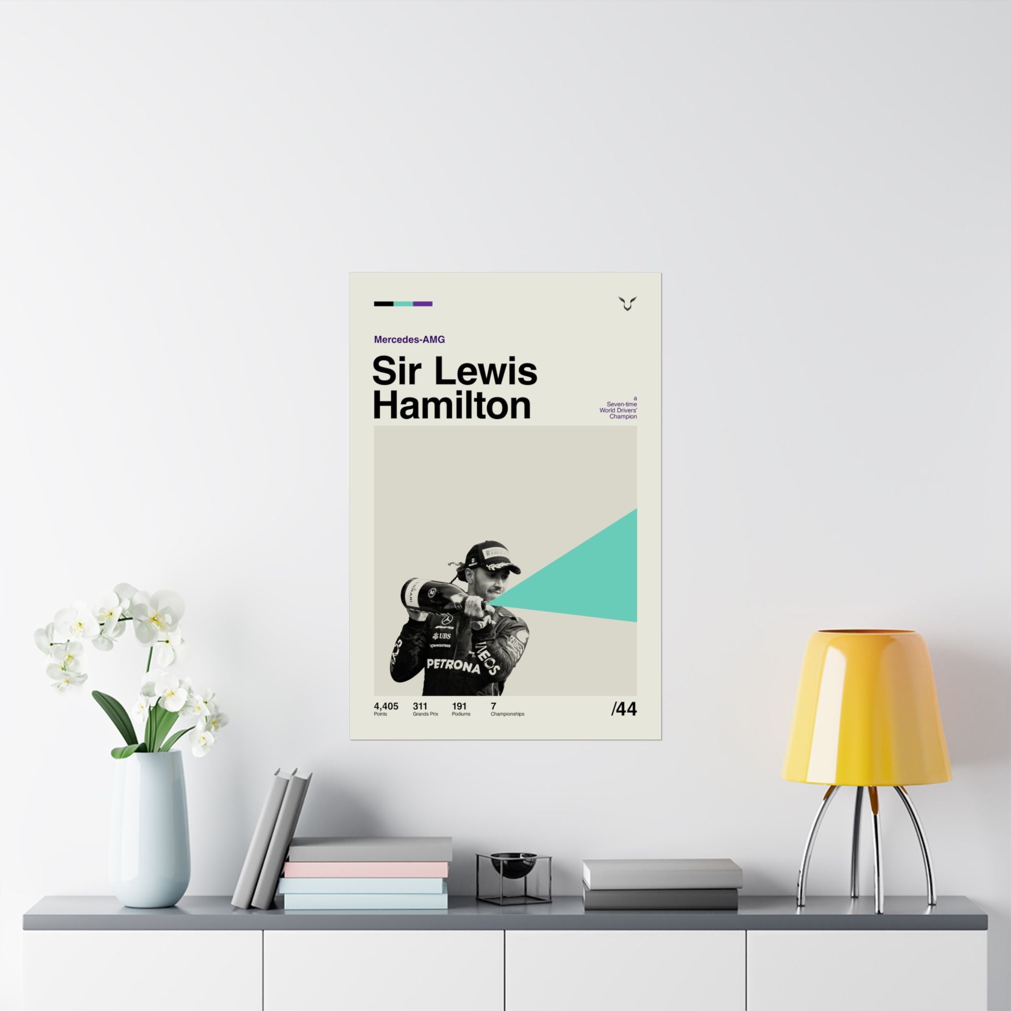 Sir Lewis Hamilton Mid-century Poster