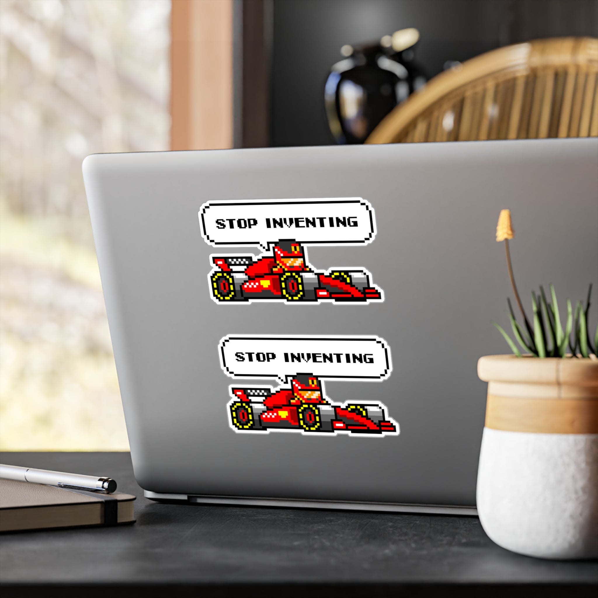 Sainz "STOP INVENTING" 8-bit Radio Vinyl Decal Sticker