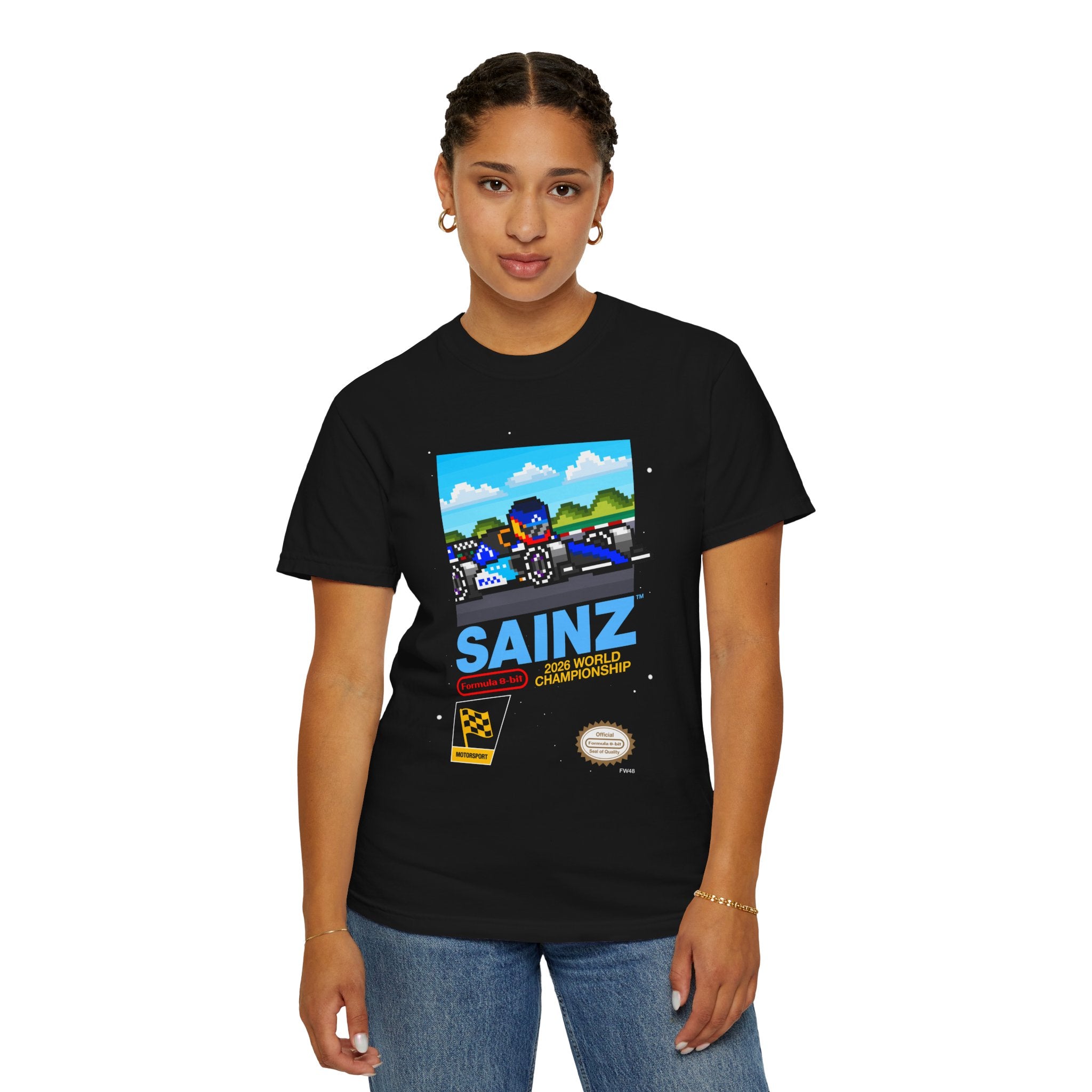 Sainz 8-bit Game Adult Heavyweight 100% Cotton T-shirt
