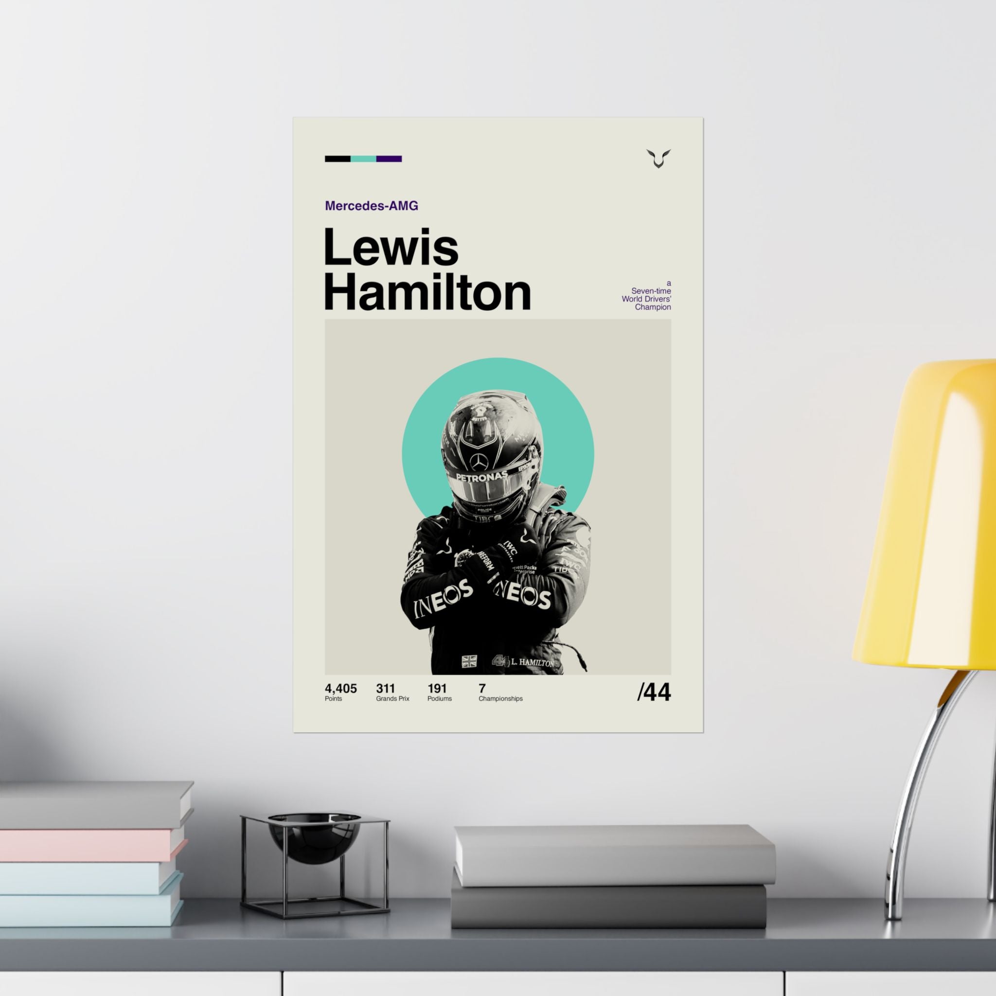 Lewis Hamilton Mid-century Poster