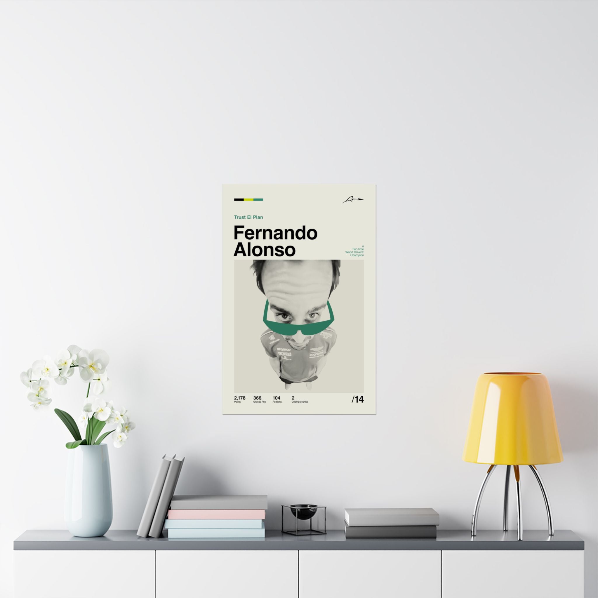 Fernando Alonso Mid-century Poster