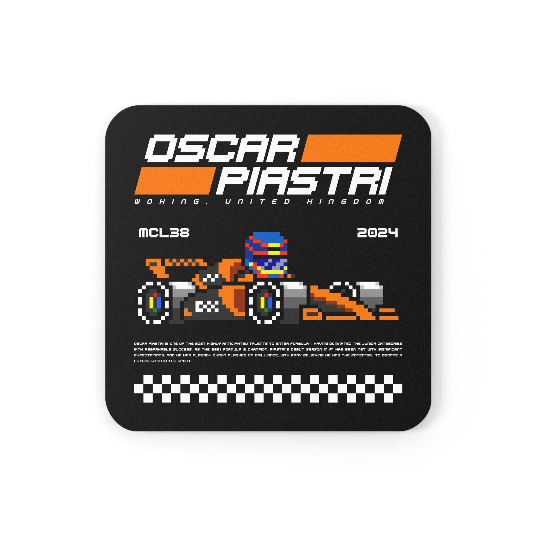 Oscar Piastri 8-bit Team Cork Coaster