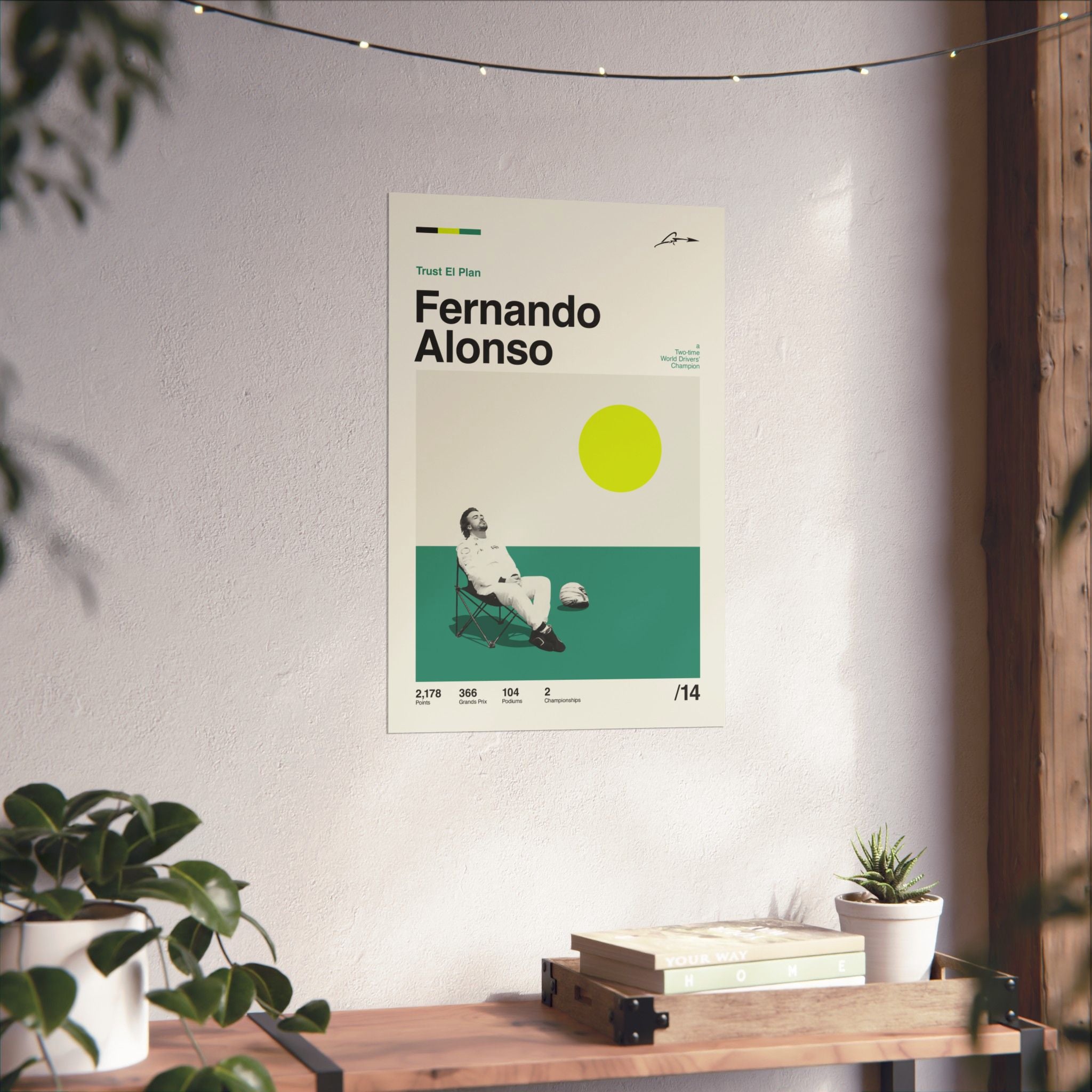 Fernando Alonso Mid-century Poster