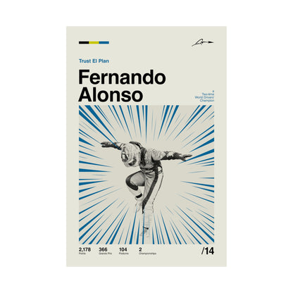 Fernando Alonso Mid-century Poster