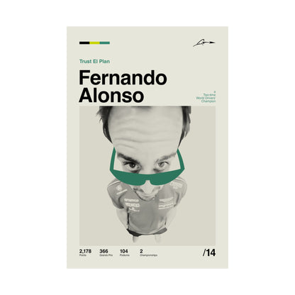 Fernando Alonso Mid-century Poster