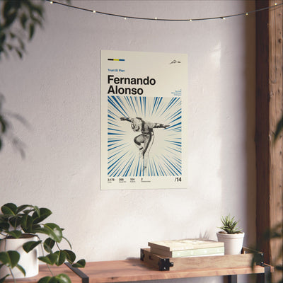Fernando Alonso Mid-century Poster