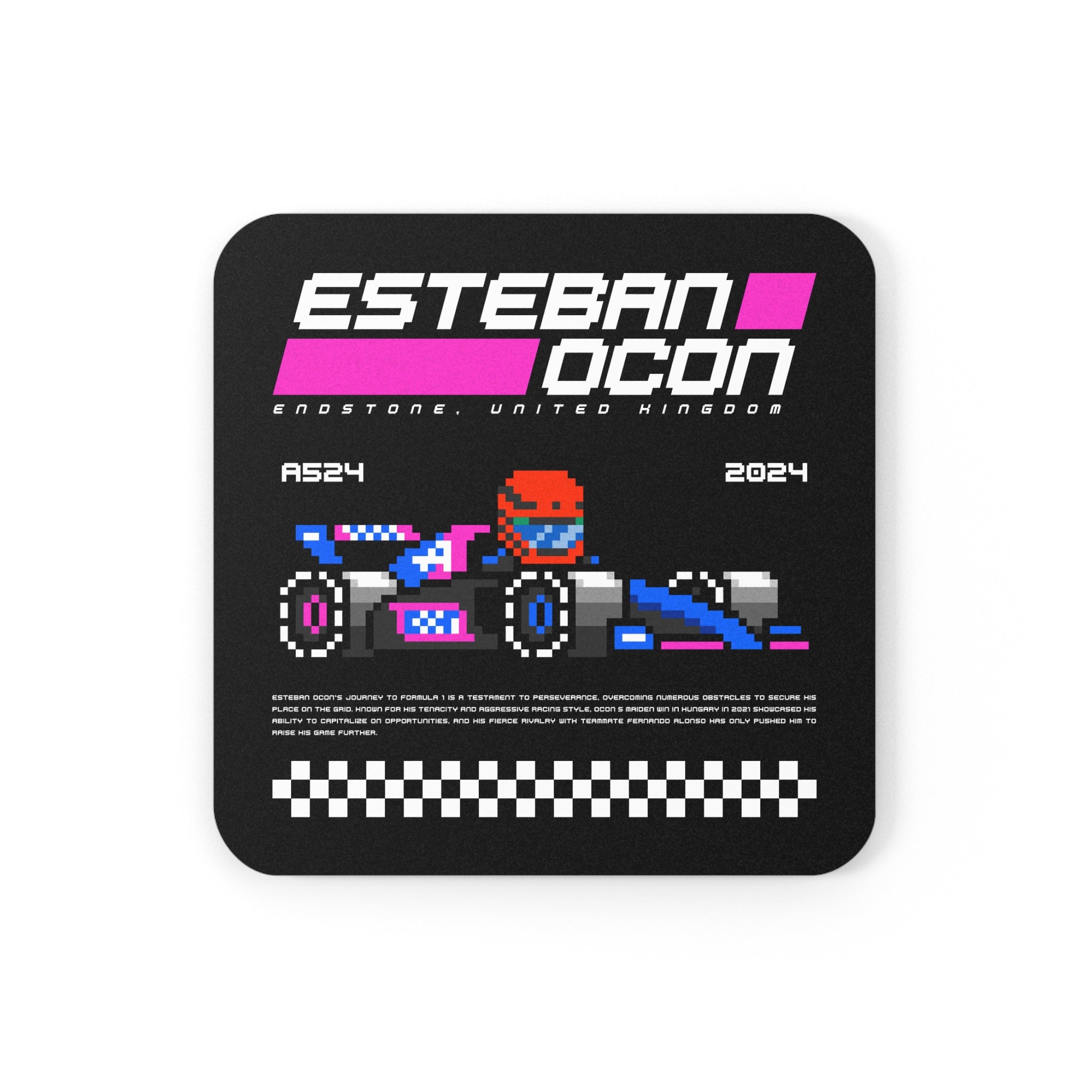 Esteban Ocon 8-bit Team Cork Coaster