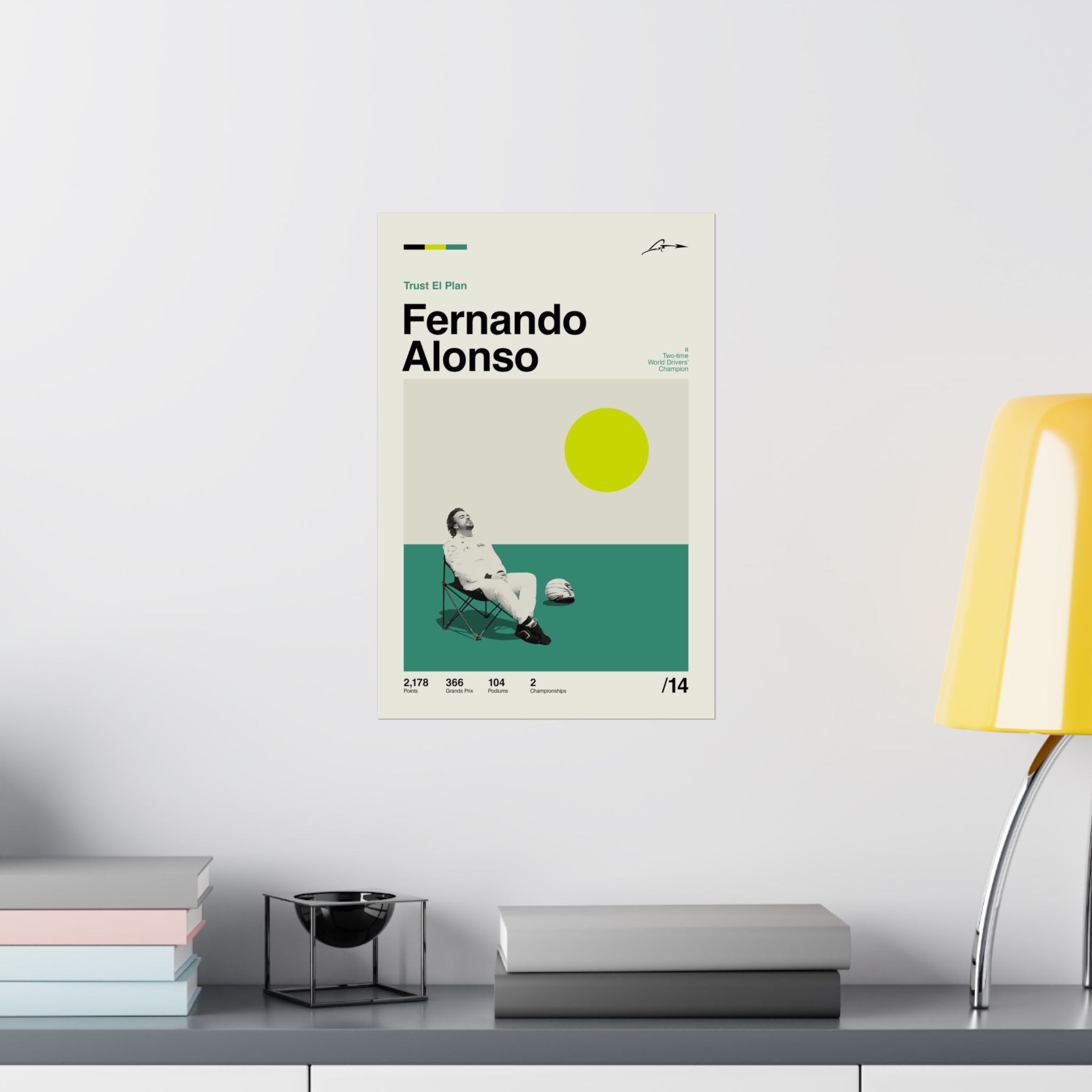 Fernando Alonso Mid-century Poster