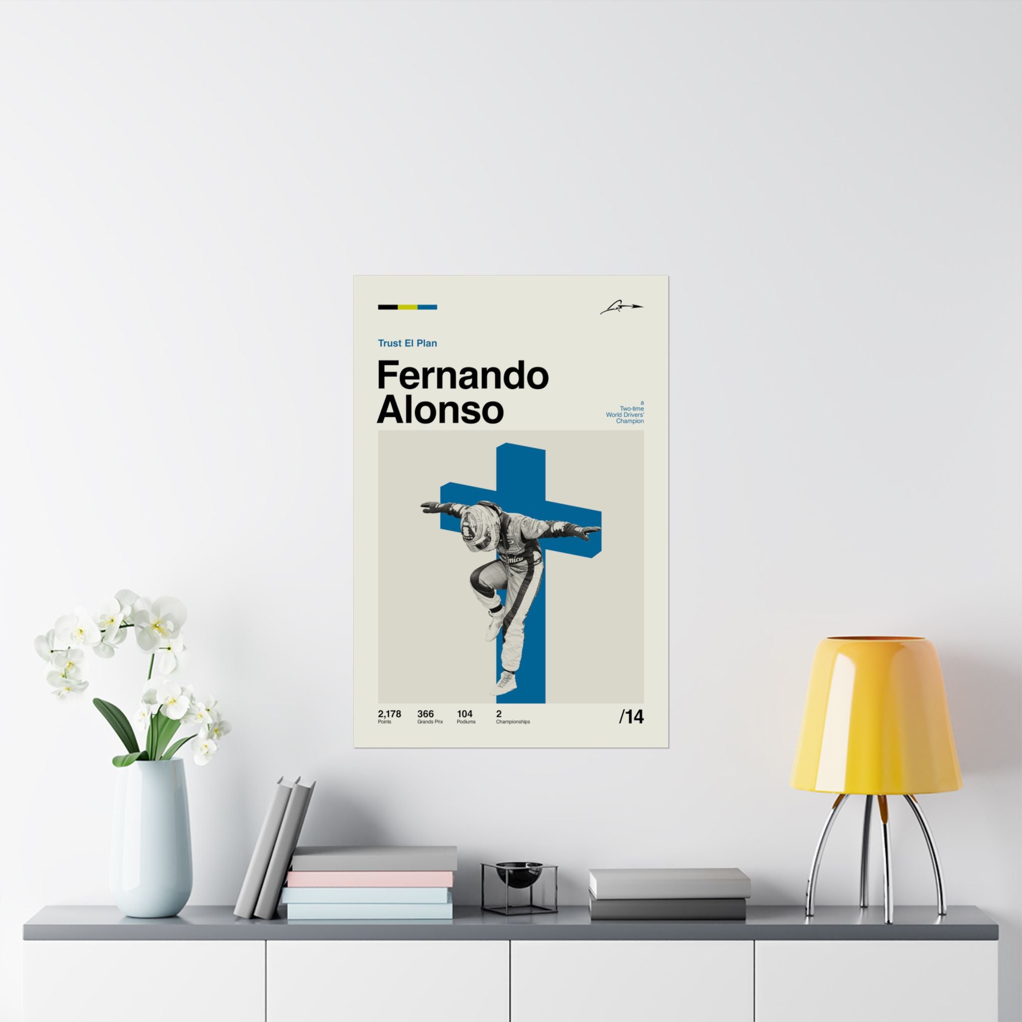 Fernando Alonso Mid-century Poster