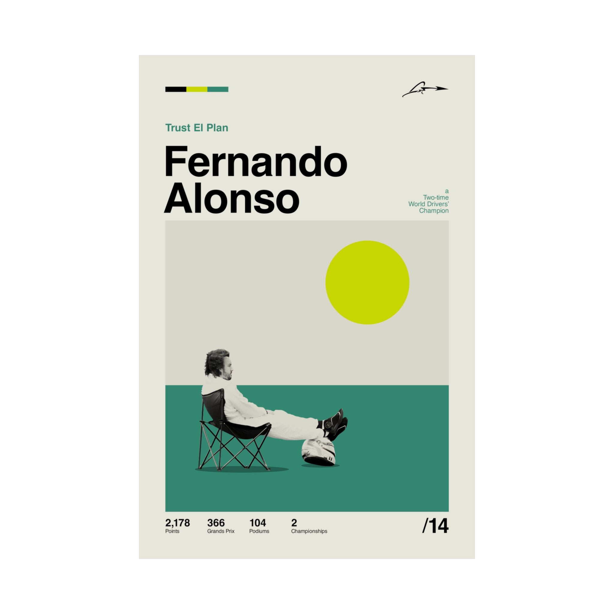 Fernando Alonso Mid-century Poster