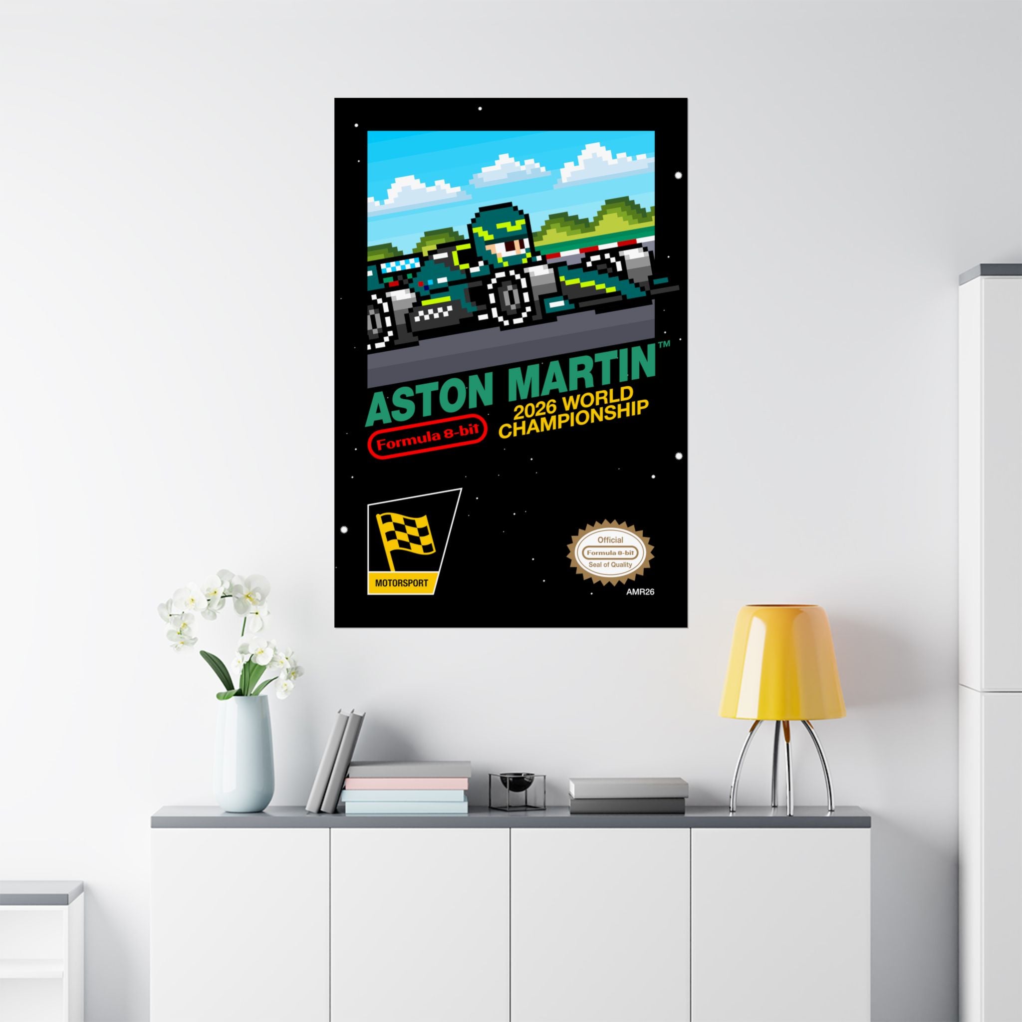 Aston Martin 8-bit Game Poster
