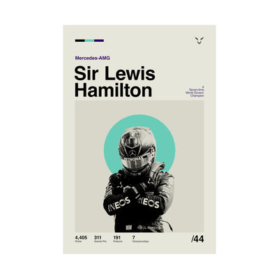 Sir Lewis Hamilton Mid-century Poster