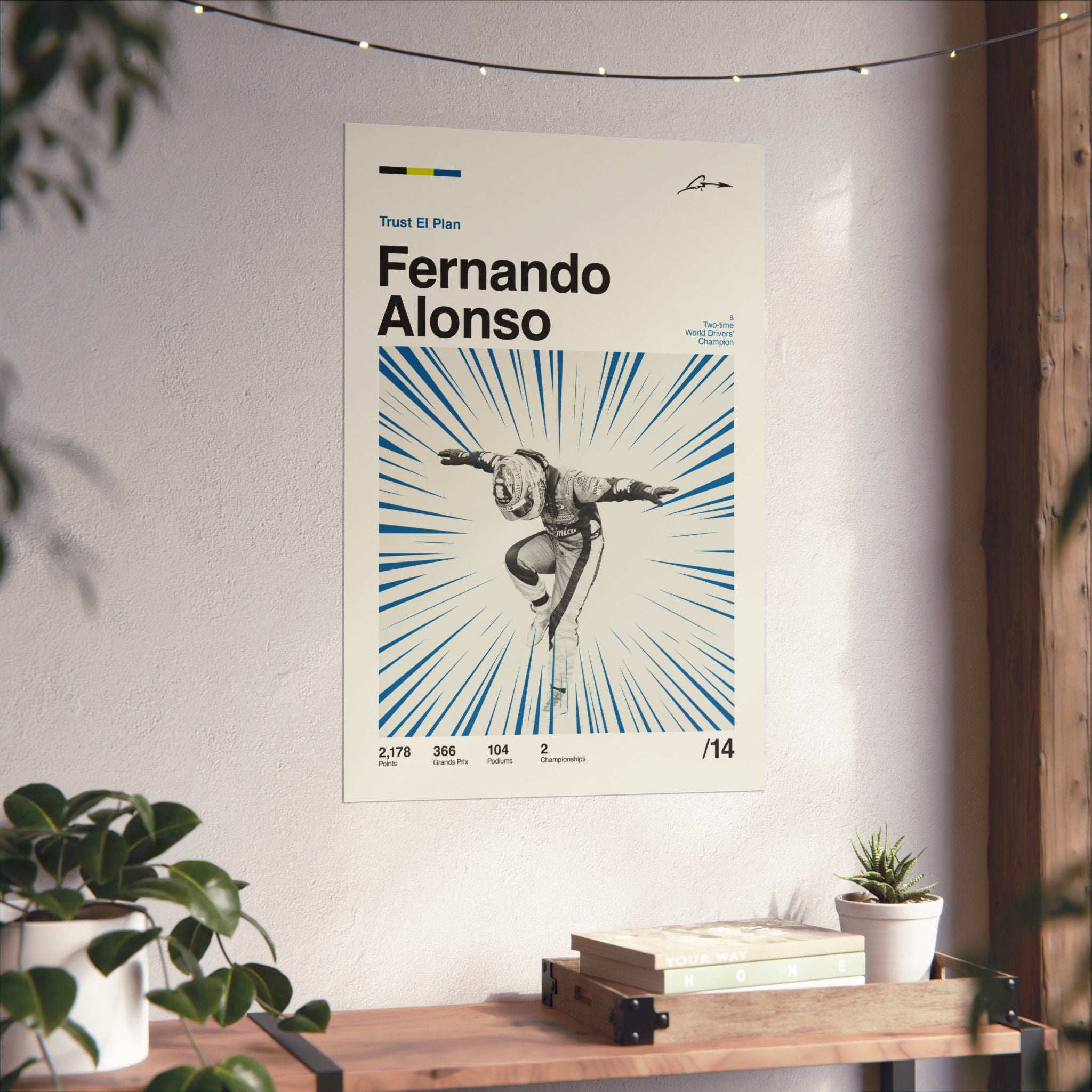 Fernando Alonso Mid-century Poster