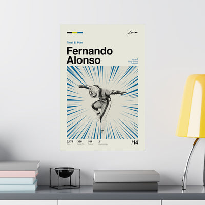 Fernando Alonso Mid-century Poster