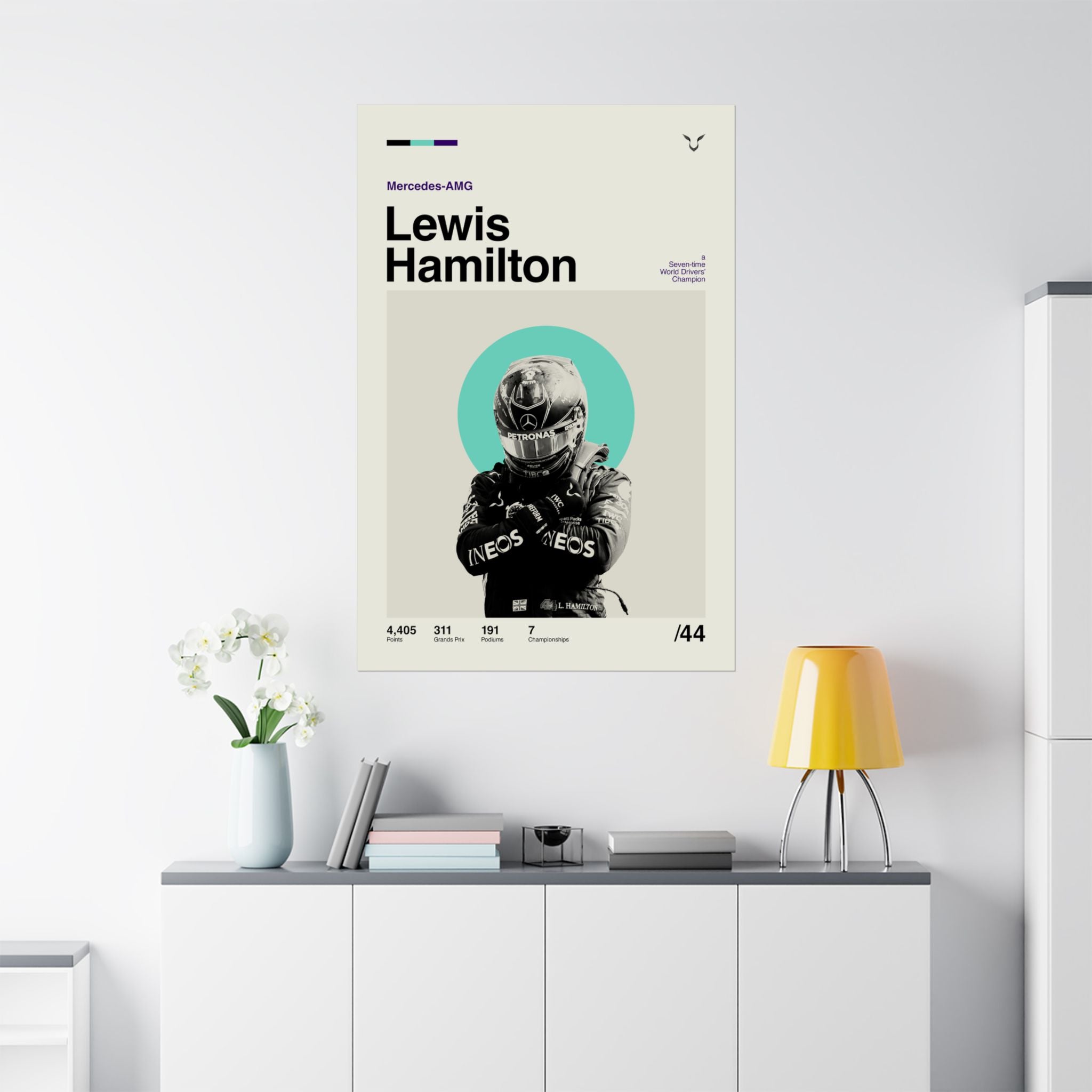 Lewis Hamilton Mid-century Poster